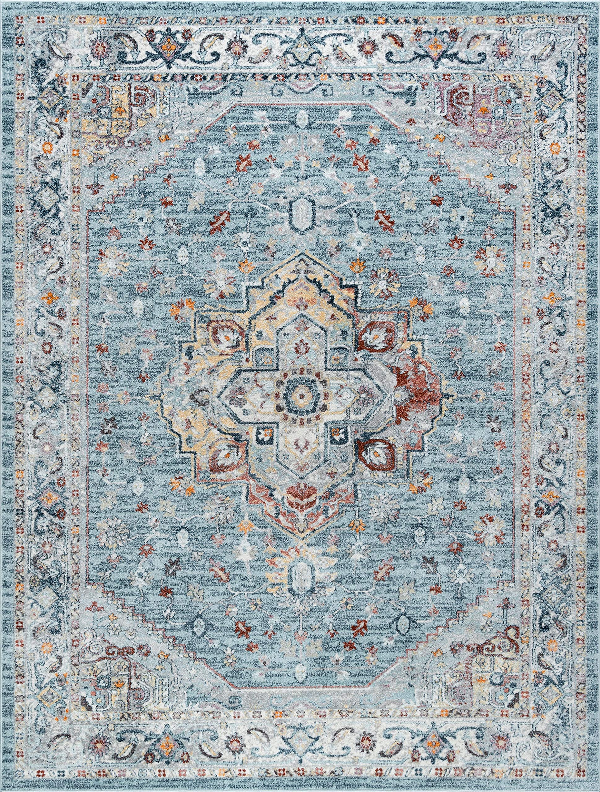 5x7 Rug - Traditional Large Area Rugs for Living Room, Dining Room, Bedroom, Entryway & Kitchen | Gray Blue 5'3