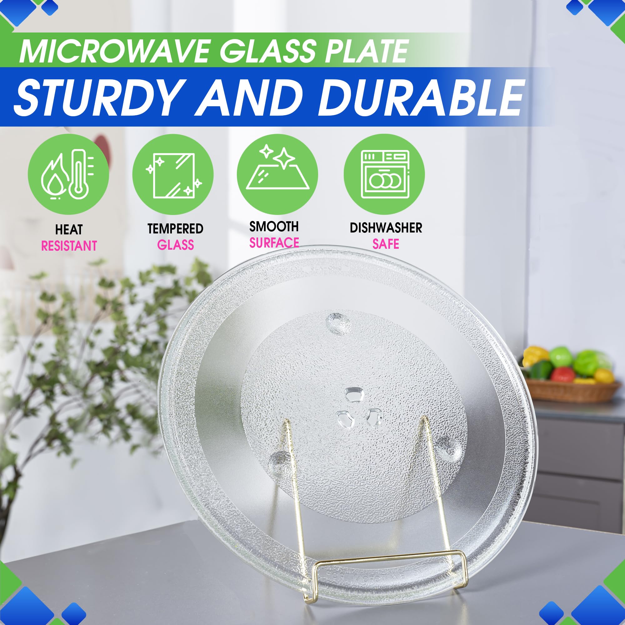 13.4 Inch Microwave Turntable Plate Replacement - Fits Magic Chef 207600 & Other Models - Durable Glass Spinning Tray for Even Heating - Perfect for Reheating Food, Cooking Meals & Defrosting in Microwave Ovens