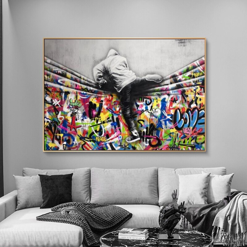 Banksy Magic Behind the Curtain Poster - Street Art Wall Decor for Living Room, Bedroom & Office