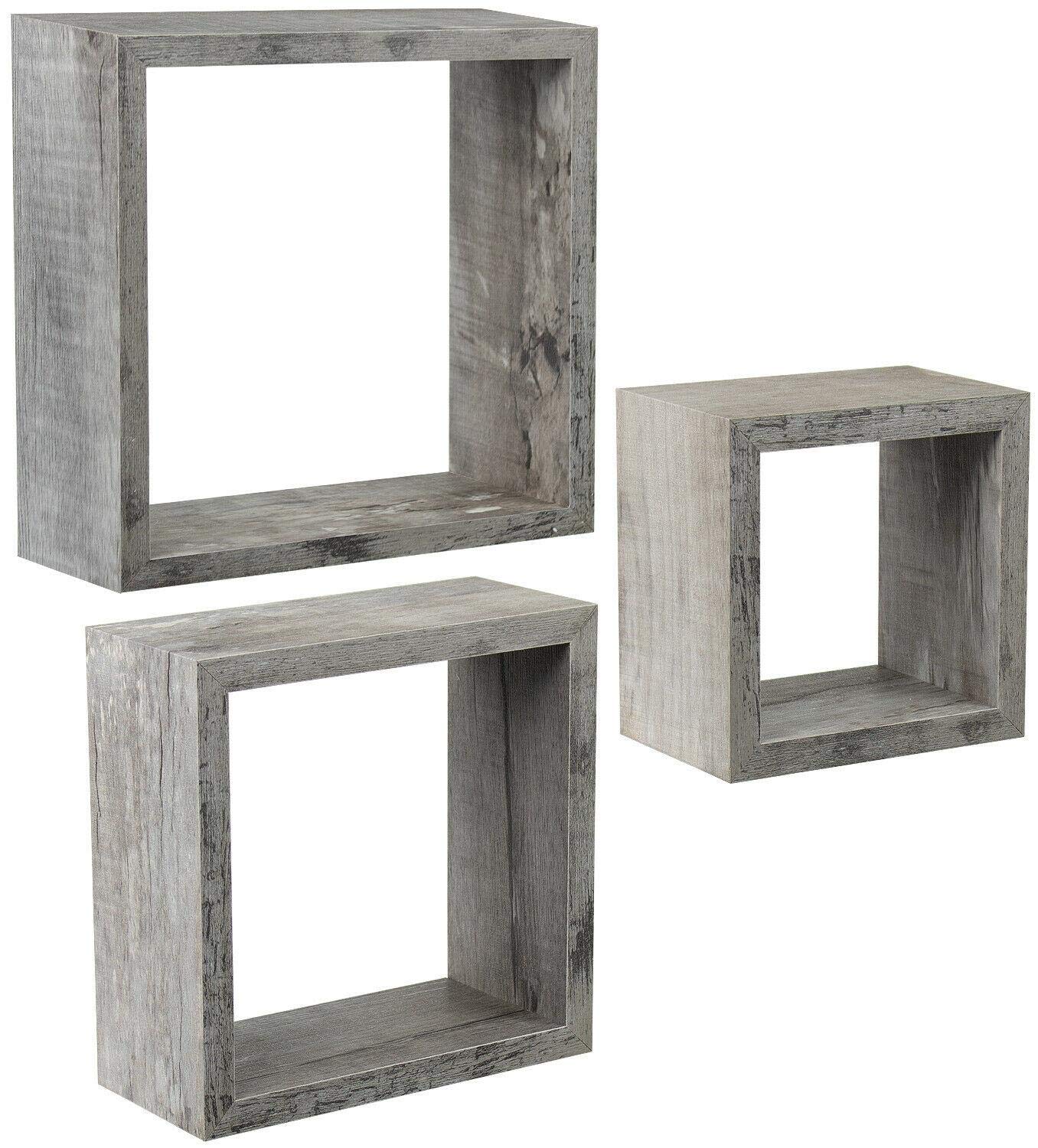 3-Piece Cube Floating Shelves - Wall Decor for Bedroom & Bathroom Storage