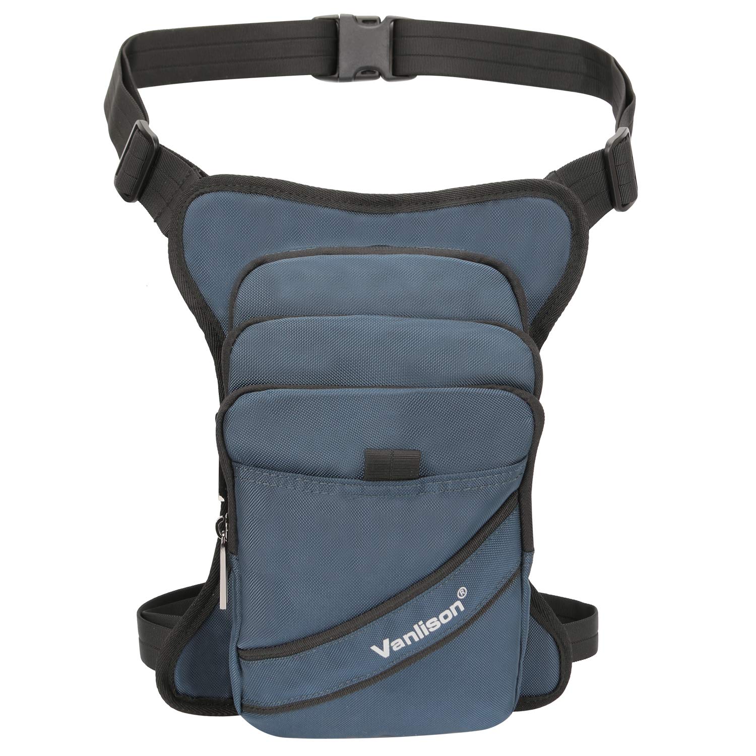 Waterproof Polyester Leg Bag - Tactical Thigh Pack Pouch for Motorcycle, Hiking, Running & Travel - Adjustable Blue Fanny Pack for Hands-Free Convenience