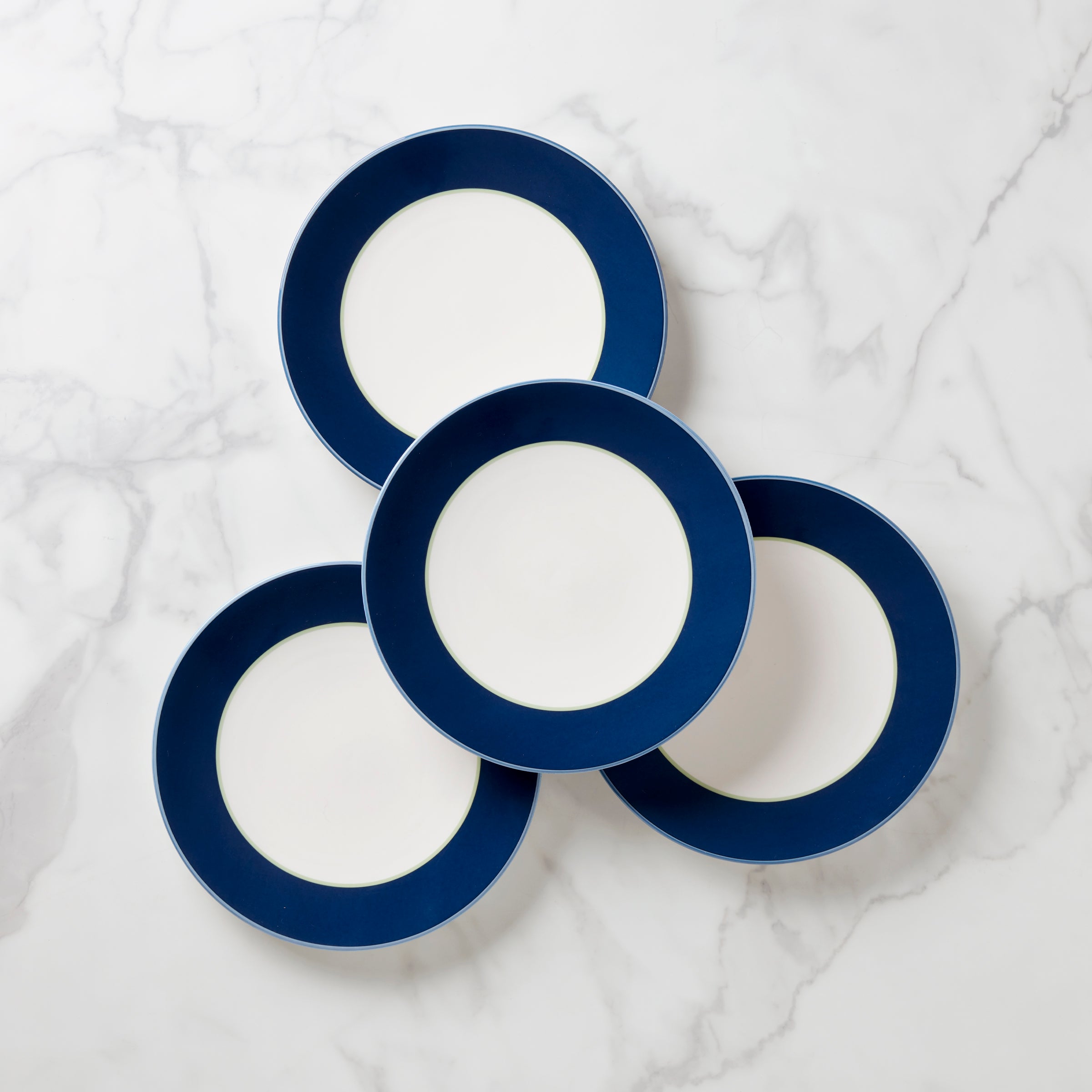 Vibrant Navy & Green Dinner Plates Set of 4 - Elegant Stoneware for Everyday Dining & Dinner Parties - Perfect for Home, Restaurant & Special Occasions