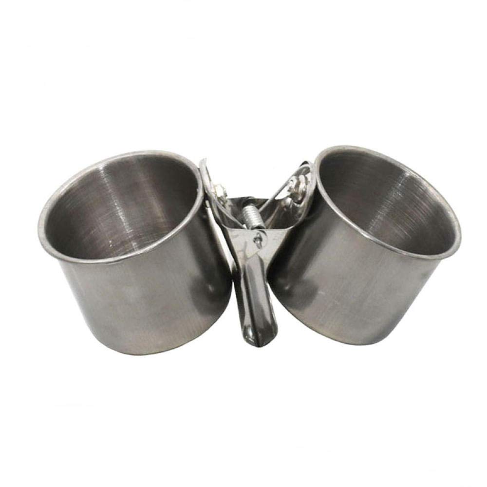 Stainless Steel Bird Feeder Cups with Clip - 5Pcs Double Cups for Parrot Cage, Food & Water Feeding - Perfect for Outdoor Bird Watching & Pet Bird Care