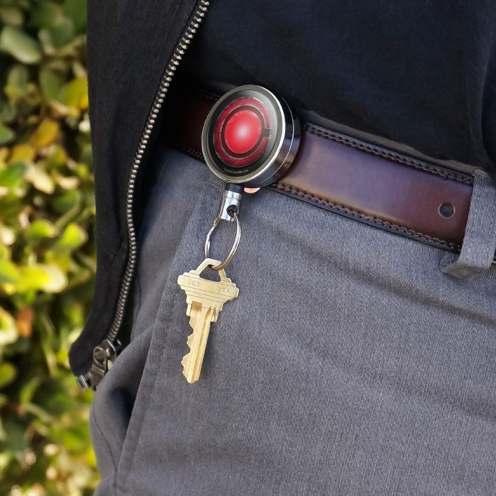 Justice League Cyborg Logo Heavy Duty Metal Retractable ID Badge Holder - Key Card Reel with Belt Clip for Work, Security, Convention & Cosplay Accessories