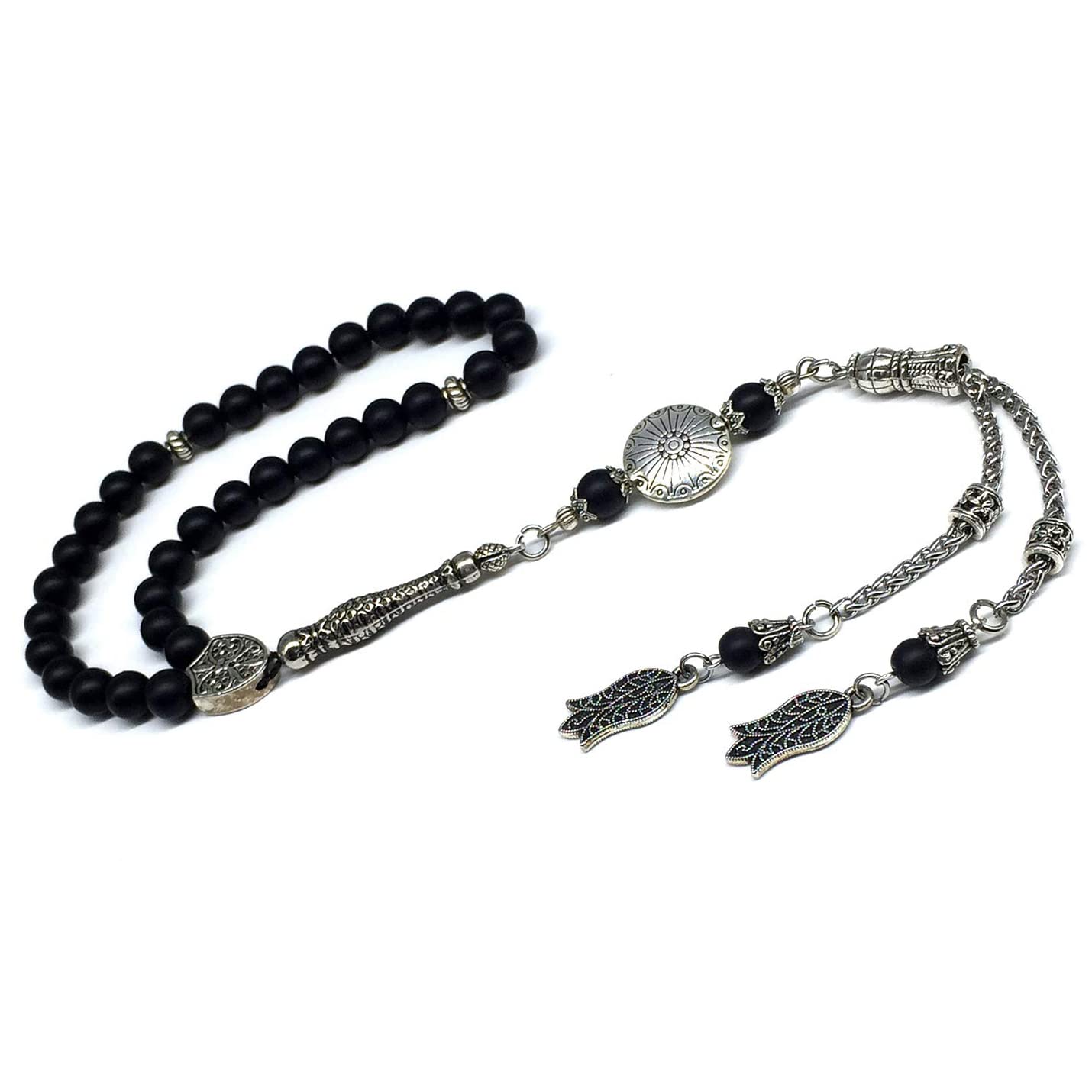 Stylish 8mm Black Matte Agate Prayer Beads - 33 Beads Tasbih, Misbaha, Rosary for Meditation, Stress Relief & Spiritual Practice | Perfect for Muslim, Christian Prayer & Worry Bead Therapy