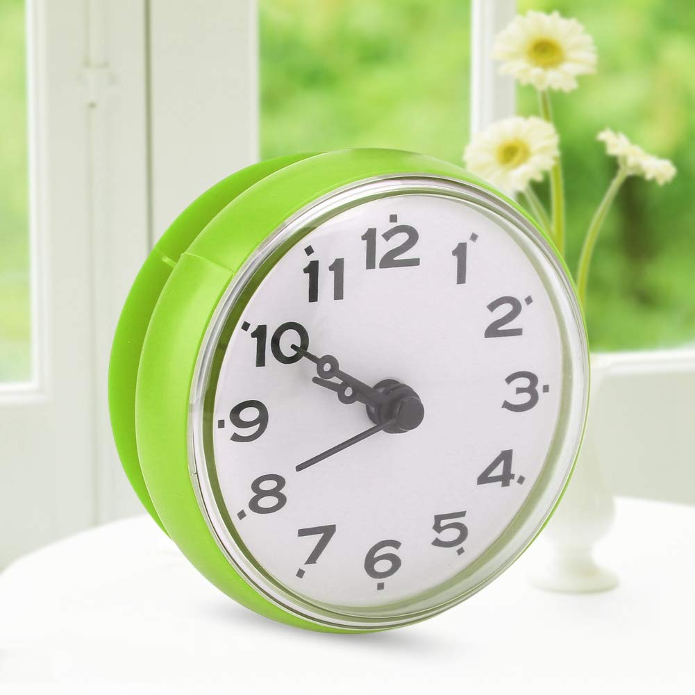 Waterproof Suction Wall Clock for Bathroom - Valentine's Gift for Kids & Friends (Green) - Perfect for Shower & Home Decor