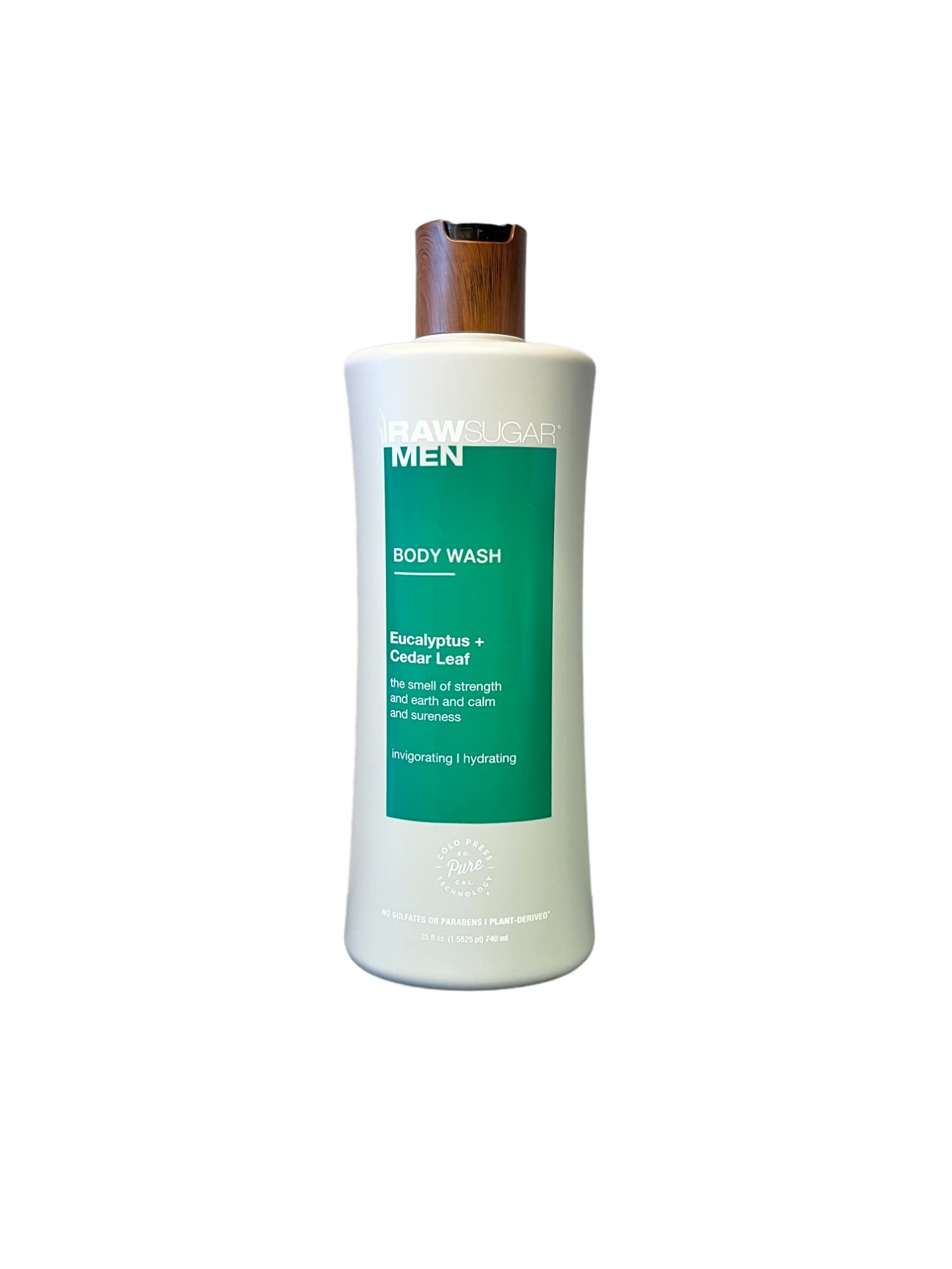 Raw Sugar Men's Eucalyptus & Cedar Leaf Body Wash Bundle - 2 Pack (25 oz Each) with Black/Green Loofah | Refreshing Shower Gel for Men | Gym, Post-Workout & Daily Use