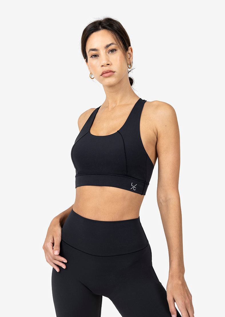 Elevate Life Crossback Bra - Women's Supportive Sports Bra for Yoga, Running & Gym - Comfortable & Breathable Black Workout Top