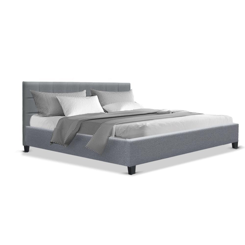 Agnes Bed Grey & Normay Pillow Top Mattress - Medium Firm Queen Size | Premium Comfort for Side & Back Sleepers | Perfect for Guest Rooms & Master Bedrooms