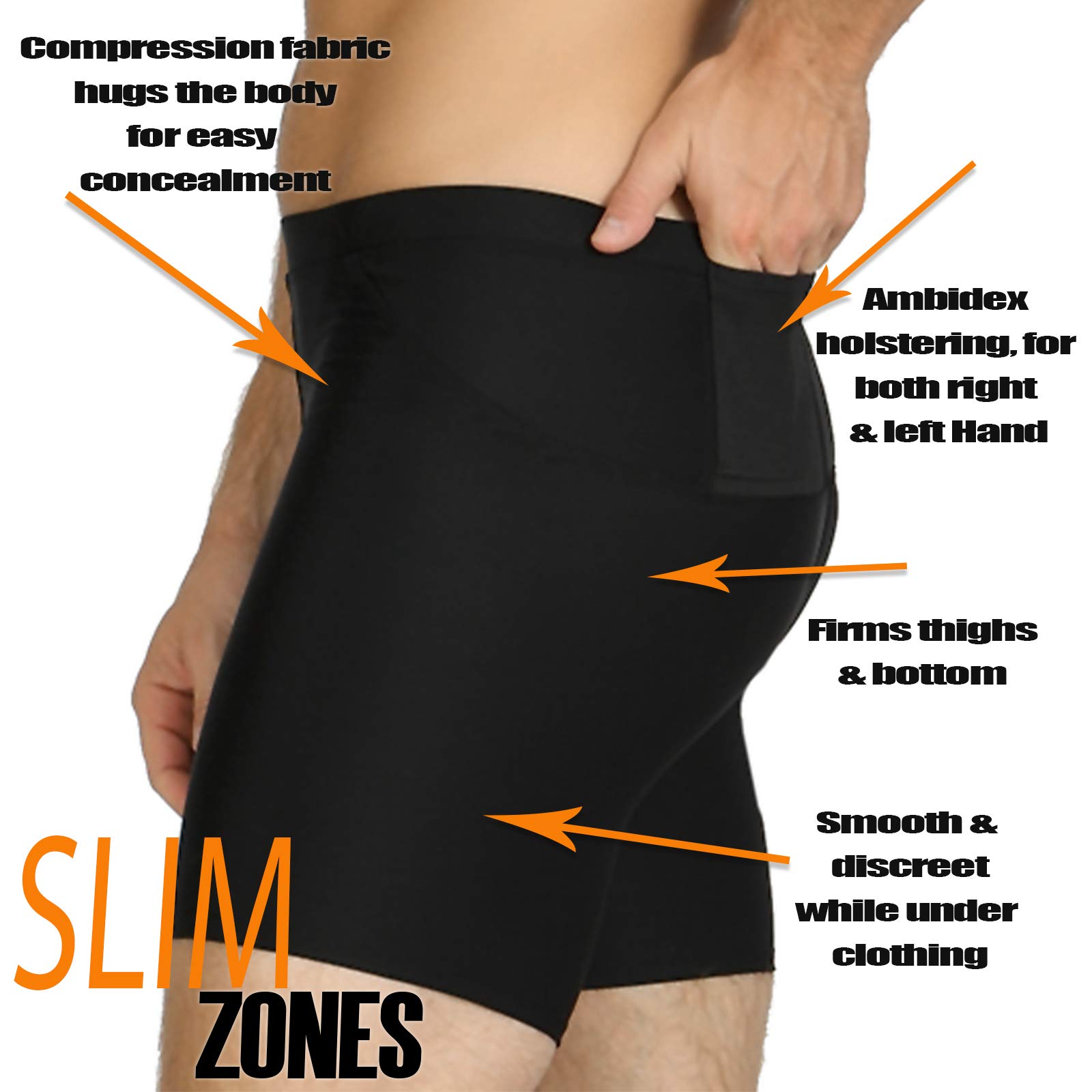 Insta Slim Men's Concealment Compression Undershorts with Built-in Holster - Comfortable Workout & Home Defense Underwear for Daily Training, Gym & Tactical Use