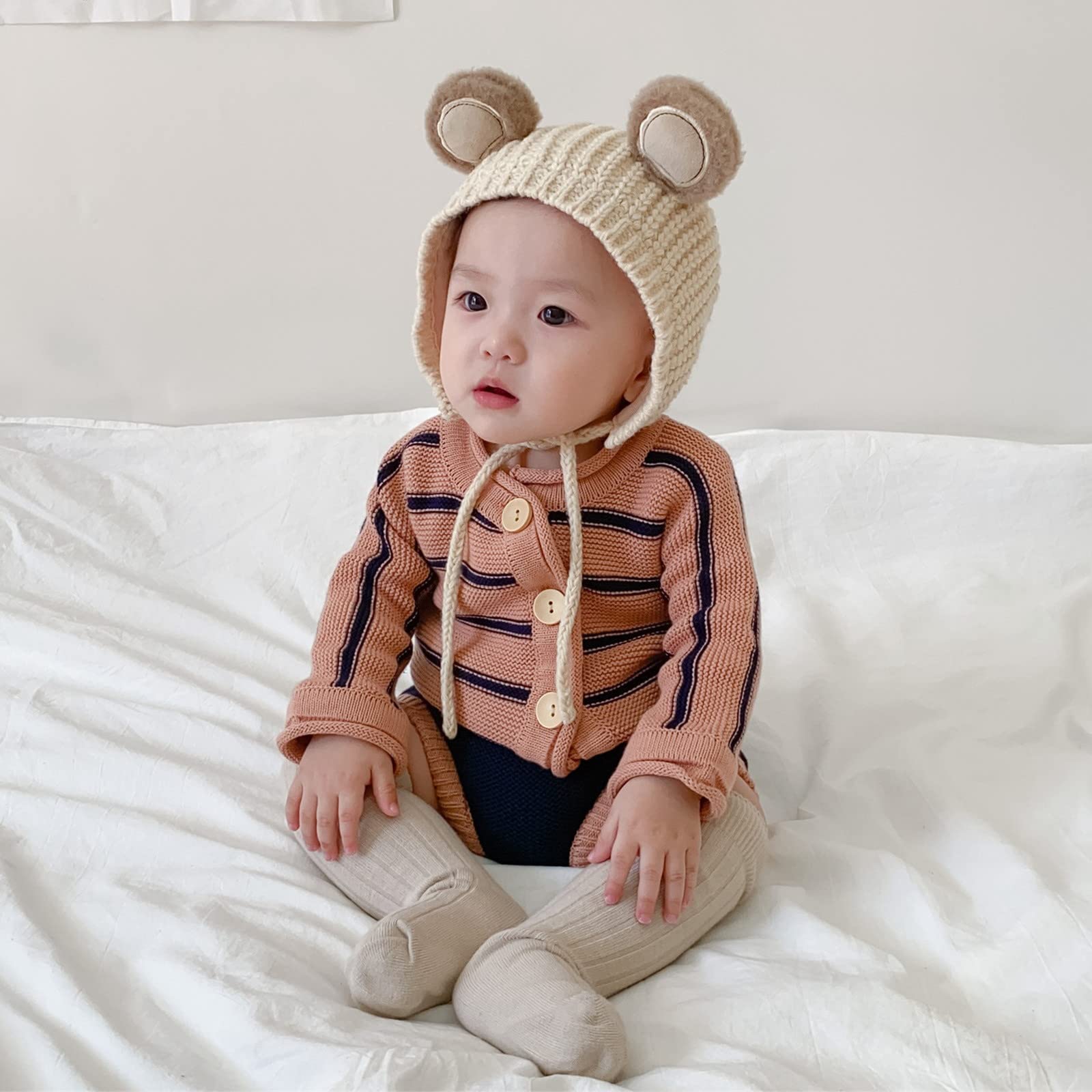 Boys & Girls Baby Clothes Set - Soft Knitted Sweater & Striped Long Sleeve Shirt with Short Pants - Spring & Autumn Outfit for Infants - Perfect for Playdates, Family Photos & Everyday Wear