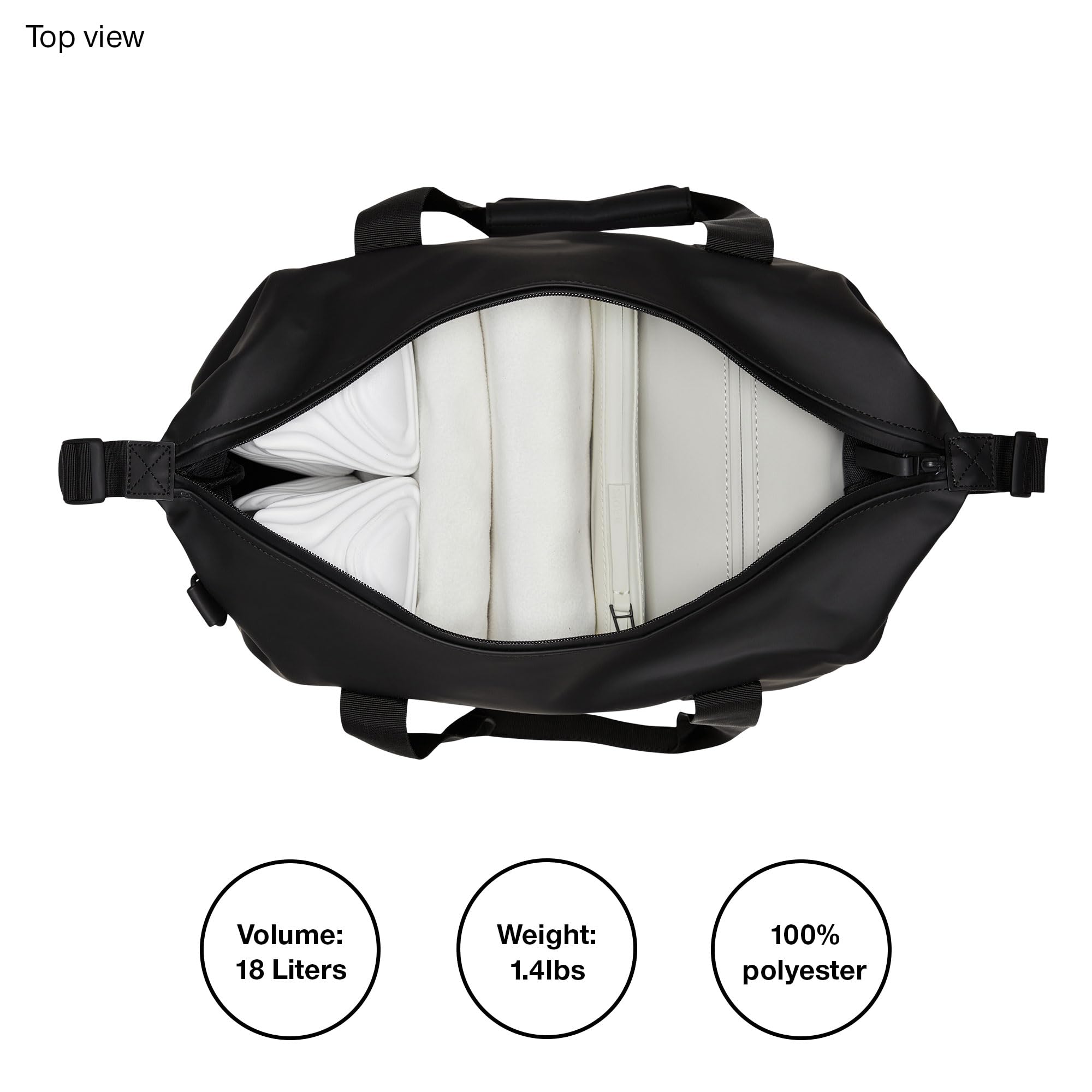 RAINS Weekend Bag Small - Waterproof Travel Duffel Bag for Women & Men - Lightweight Gym Bag, Carry On, Overnight Bag - Perfect for Workouts, Travel & Daily Commute (Black, Small)