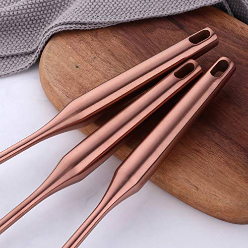 Premium 18/8 Stainless Steel Kitchen Utensil Set - 10 Piece Rose Gold Cooking Tools with Long Handles for Nonstick Cookware | Ideal for Frying, Baking & Everyday Cooking