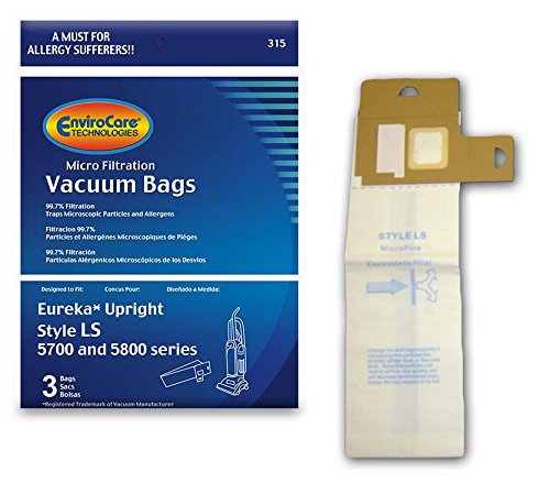 EnviroCare Replacement Vacuum Bags - 3 Pack Micro Filtration Dust Bags Compatible with Eureka LS Upright Vacuums | HEPA Filter Quality for Pet Hair, Allergies & Home Cleaning