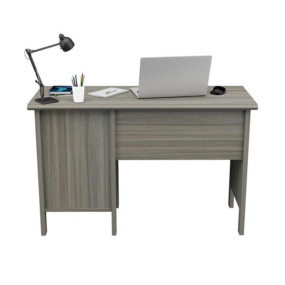 2-Drawer Computer Desk with Keyboard Tray - Gray Smoke Oak Finish, Home Office Workstation for Small Spaces, Gaming & Study Desk
