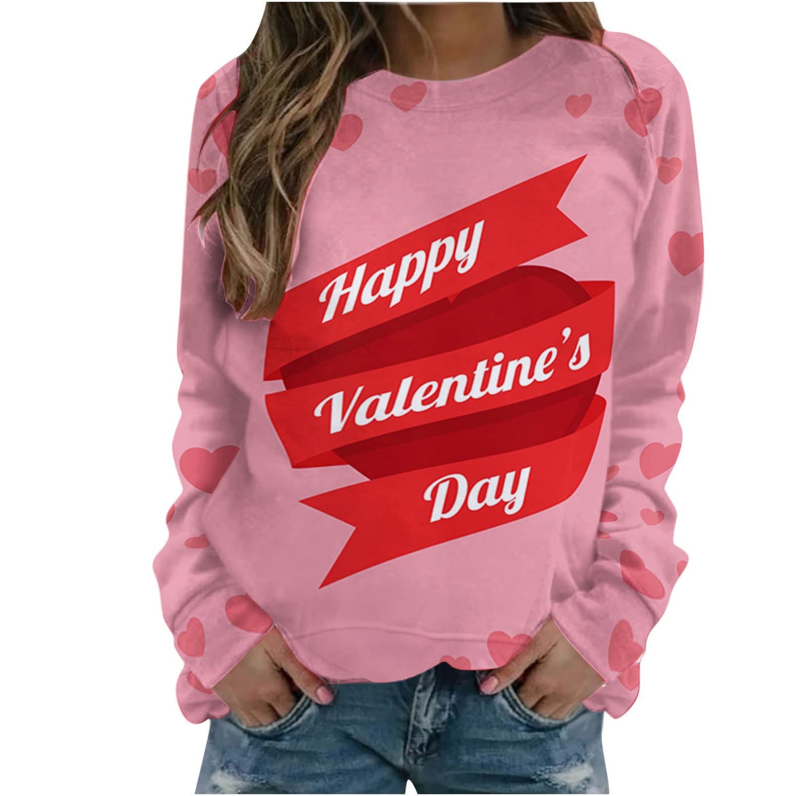 Trendy Women's Valentine's Day Graphic Sweatshirt - Cozy Winter & Fall Long Sleeve Crewneck Pullover - Casual Streetwear for Dating, Parties & Everyday Comfort