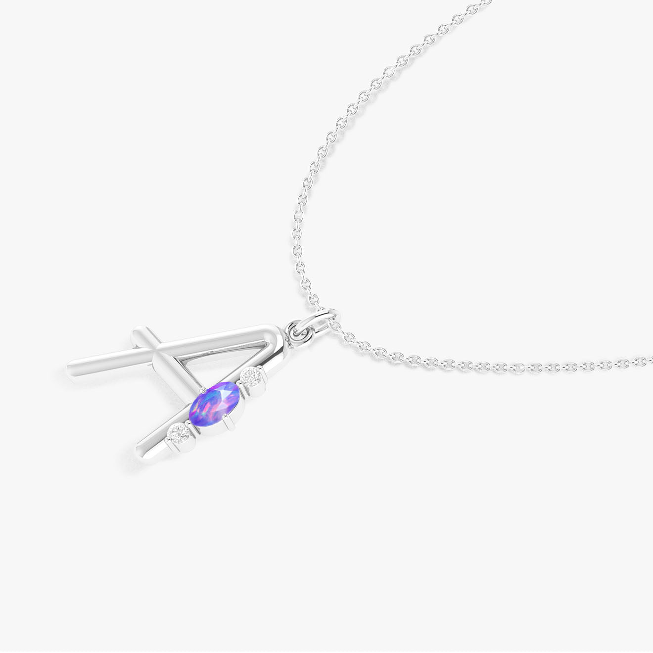 Alphabet Initial A Pendant Necklace - Natural Lavender Opal & Zircon Jewelry for Women | Perfect Gift for Birthday, Anniversary & Graduation