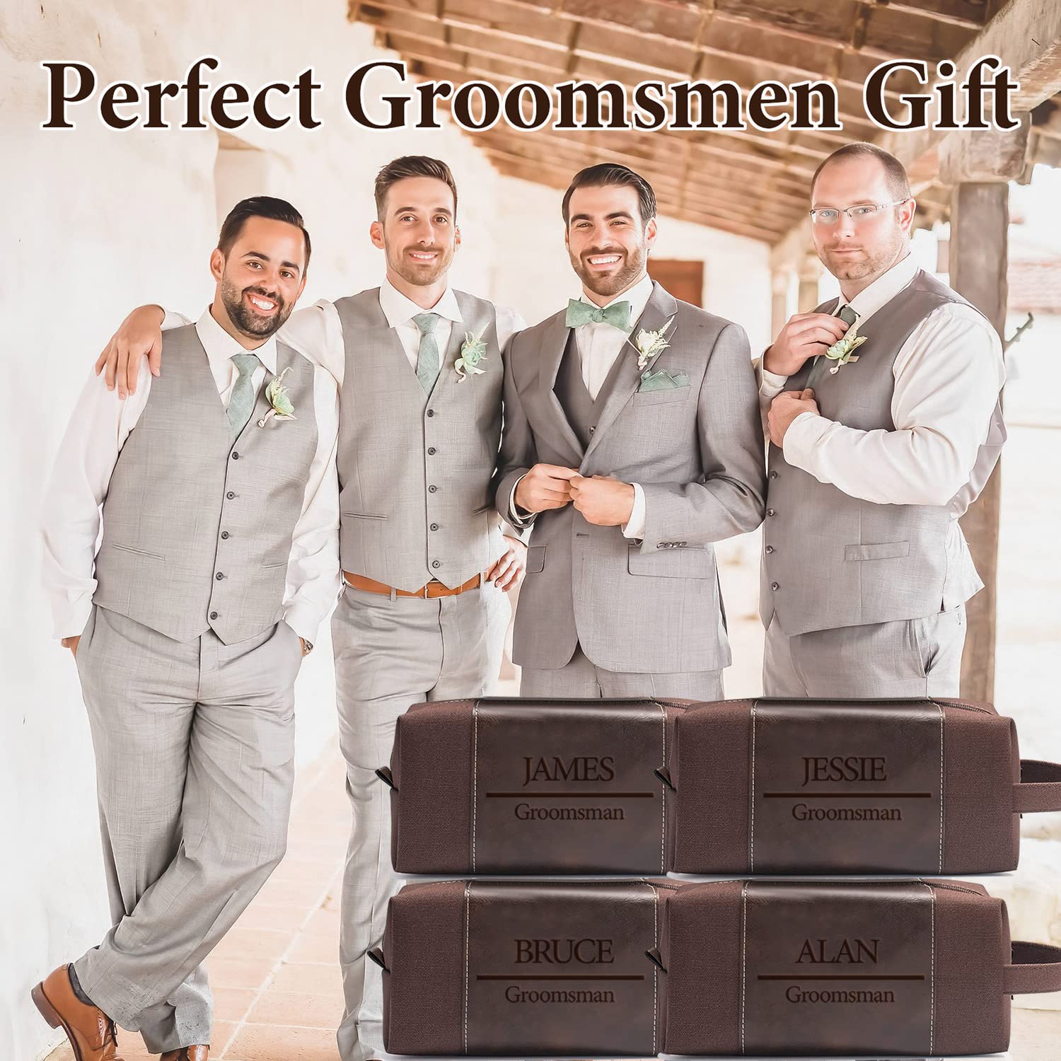 Handcrafted Personalized Leather Toiletry Bag for Men - Custom Dopp Kit for Travel, Grooming & Shaving | Ideal Gift for Father, Husband, Boyfriend & Groomsmen | Durable Cosmetic & Toiletry Organizer for Business Trips, Weddings & Vacation