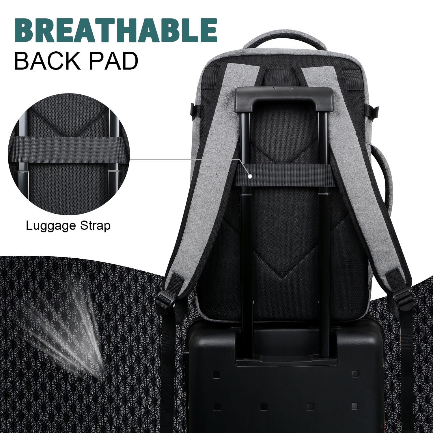 Waterproof Travel Backpack for Women & Men with Laptop Compartment - Lightweight Carry On Backpack for Business Travel, Hiking, Gym & Daily Use (Grey) - Perfect for Commuting, Weekend Trips & Outdoor Adventures
