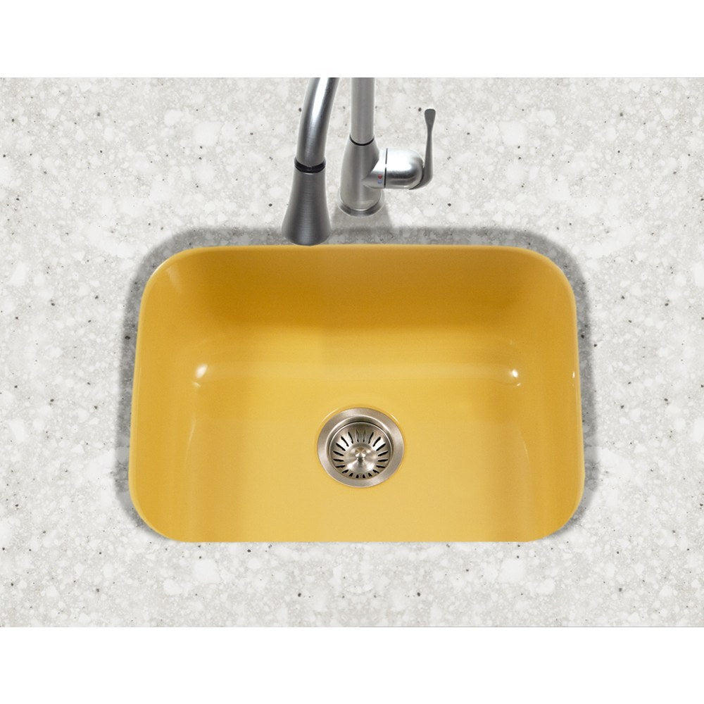 Houzer PCS 2500 Porcelain Enamel Steel Undermount Single Bowl Kitchen Sink - Durable & Stylish for Modern Kitchens, Perfect for Cooking & Dishwashing