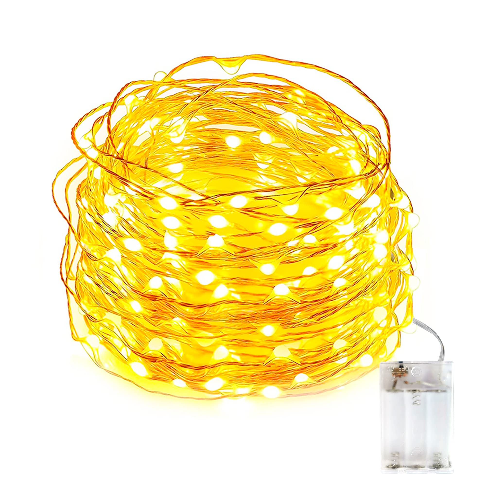 EvaStary 33ft 100 LED Battery Operated String Lights - IP65 Waterproof Silver Wire Fairy Lights for Indoor Outdoor Use | Perfect for Bedroom, Garden, Christmas Tree, Wedding & Party Decorations