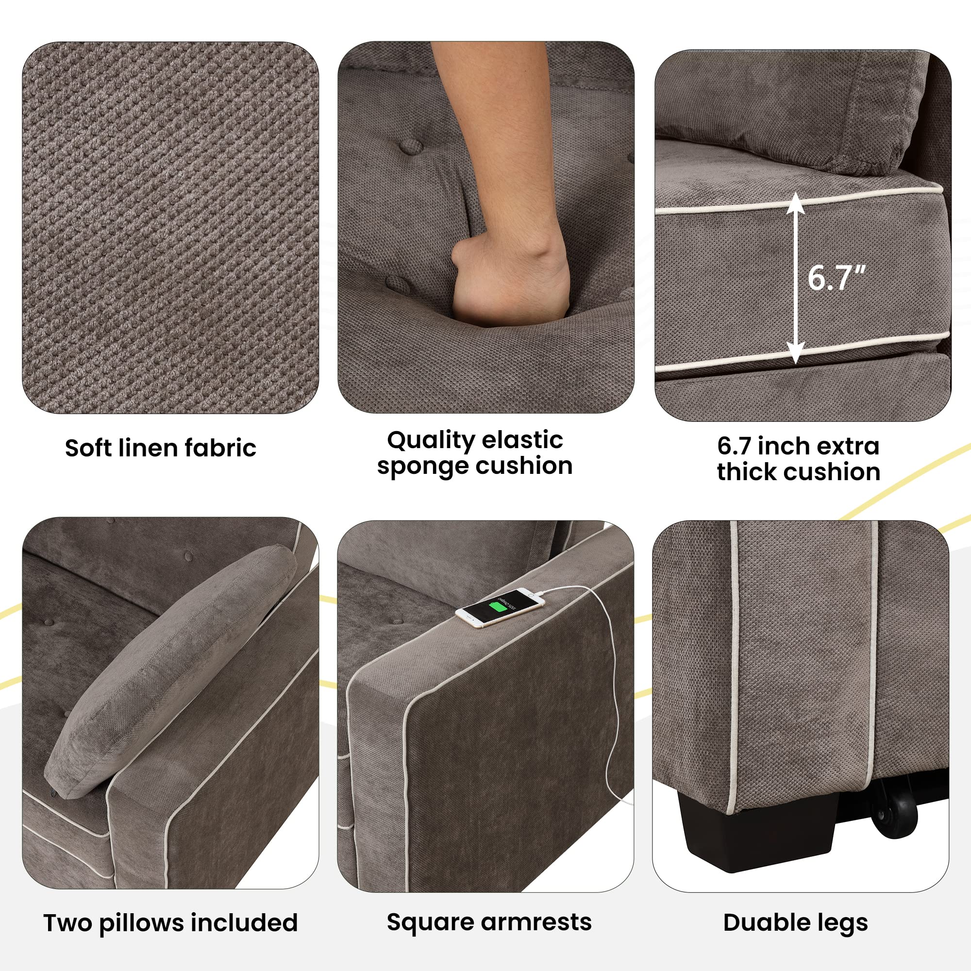 Convertible Sleeper Sofa Bed with Pull-Out Mechanism - Comfortable 3-in-1 Futon Couch for Living Room, Guest Room & Small Spaces - Perfect for Overnight Guests, Movie Nights & Space-Saving Solutions