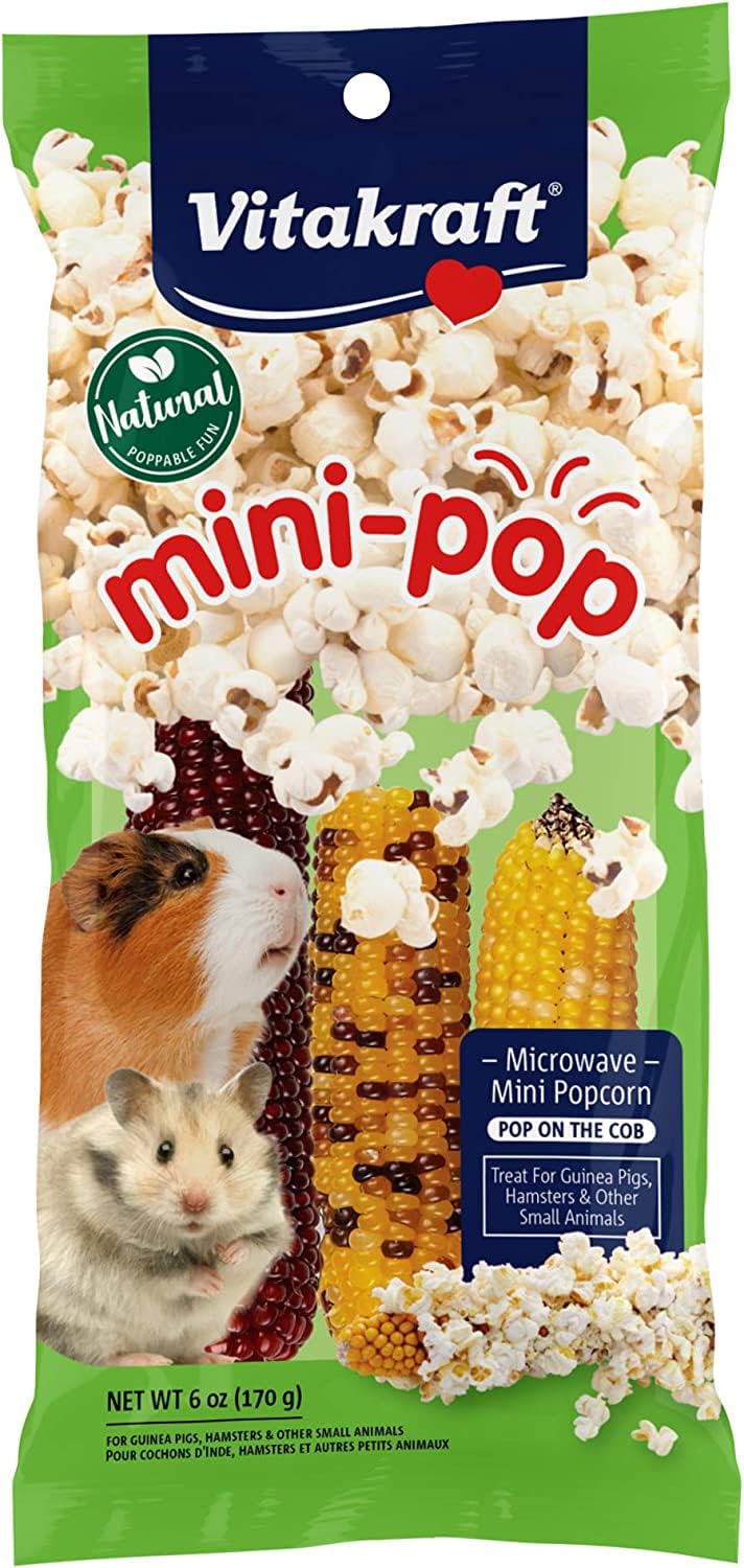 Vitakraft Mini Pops Small Animal Treats - 100% Natural Corn Cob Snacks for Hamsters, Guinea Pigs & Rabbits - 6oz Dental Chews for Healthy Teeth - Perfect for Cage Enrichment & Training Rewards