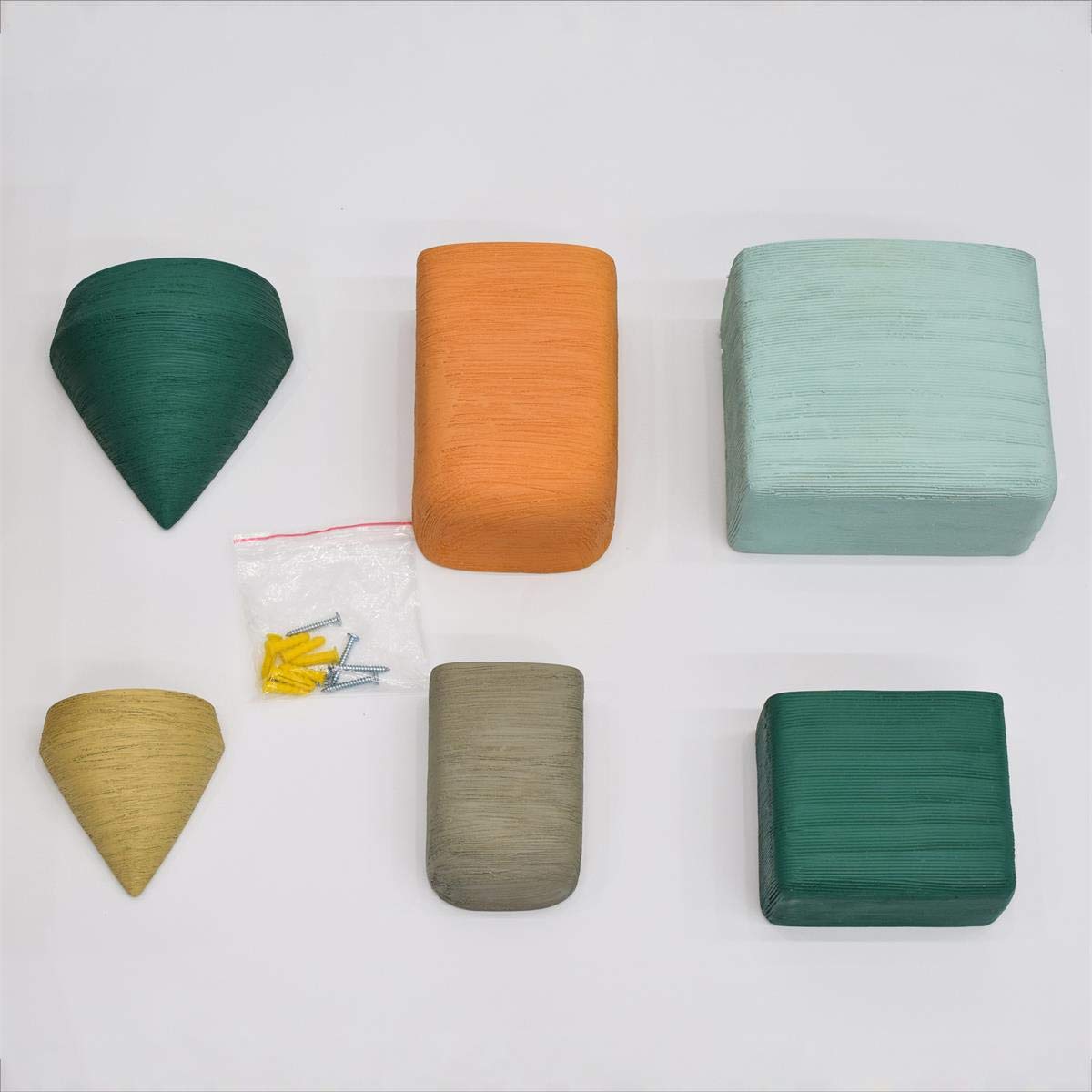 Ecosides Set of 6 Ceramic Wall Hanging Geometric Planters - Modern Home Decor for Succulents, Air Plants & Faux Greenery | Perfect for Living Room, Bedroom & Office Wall Decor