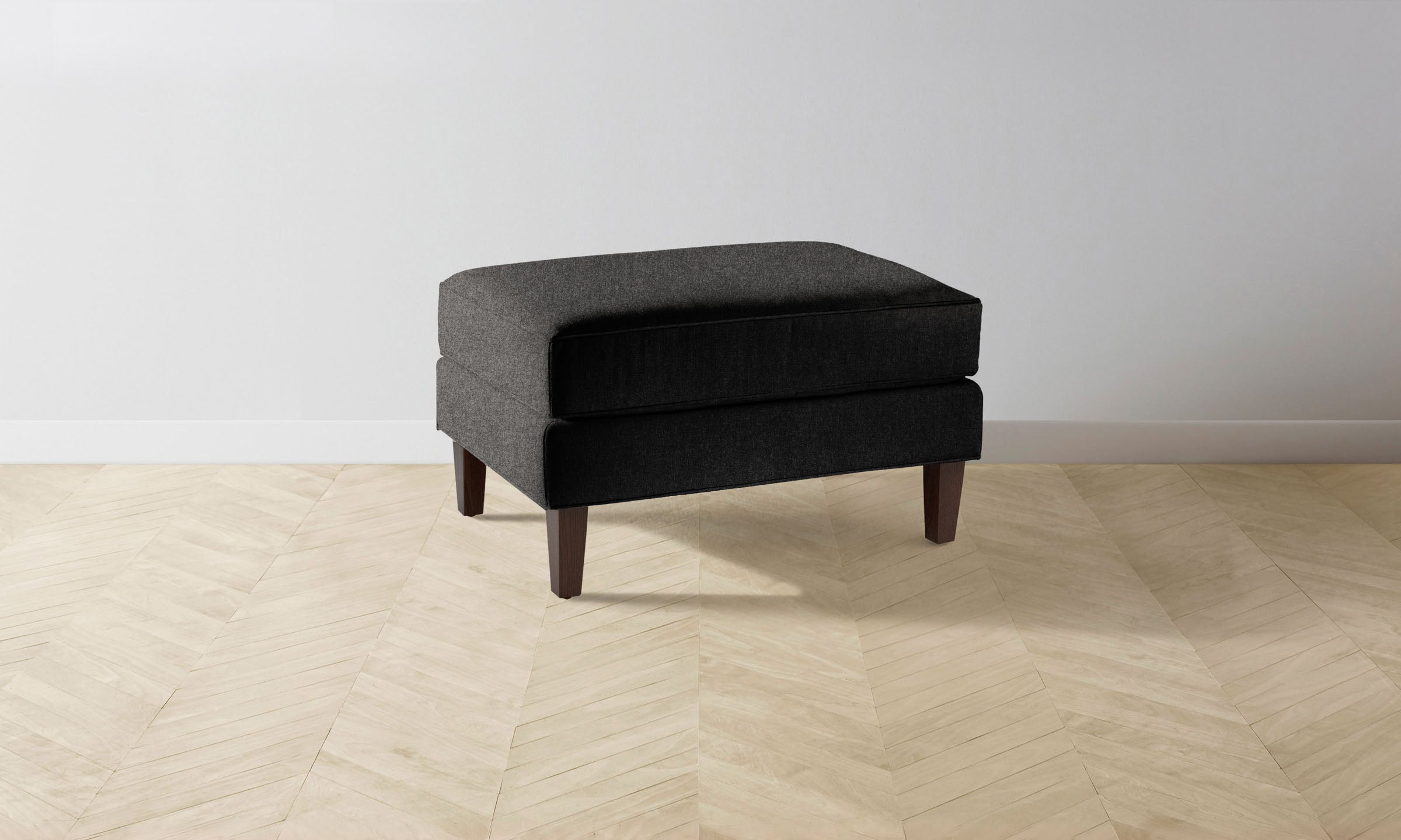 Premium Crosby Ottoman - Italian Brushed Wool Pepper Fabric - Perfect for Living Room, Bedroom & Home Office Decor