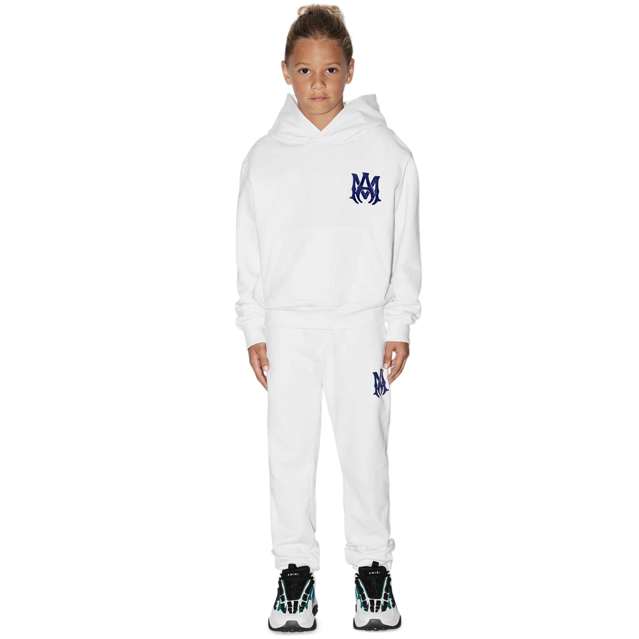Amiri Kids MA Core Logo White Hoodie - Stylish & Comfortable Hooded Sweatshirt for Boys & Girls - Perfect for Casual Wear, School & Outdoor Activities