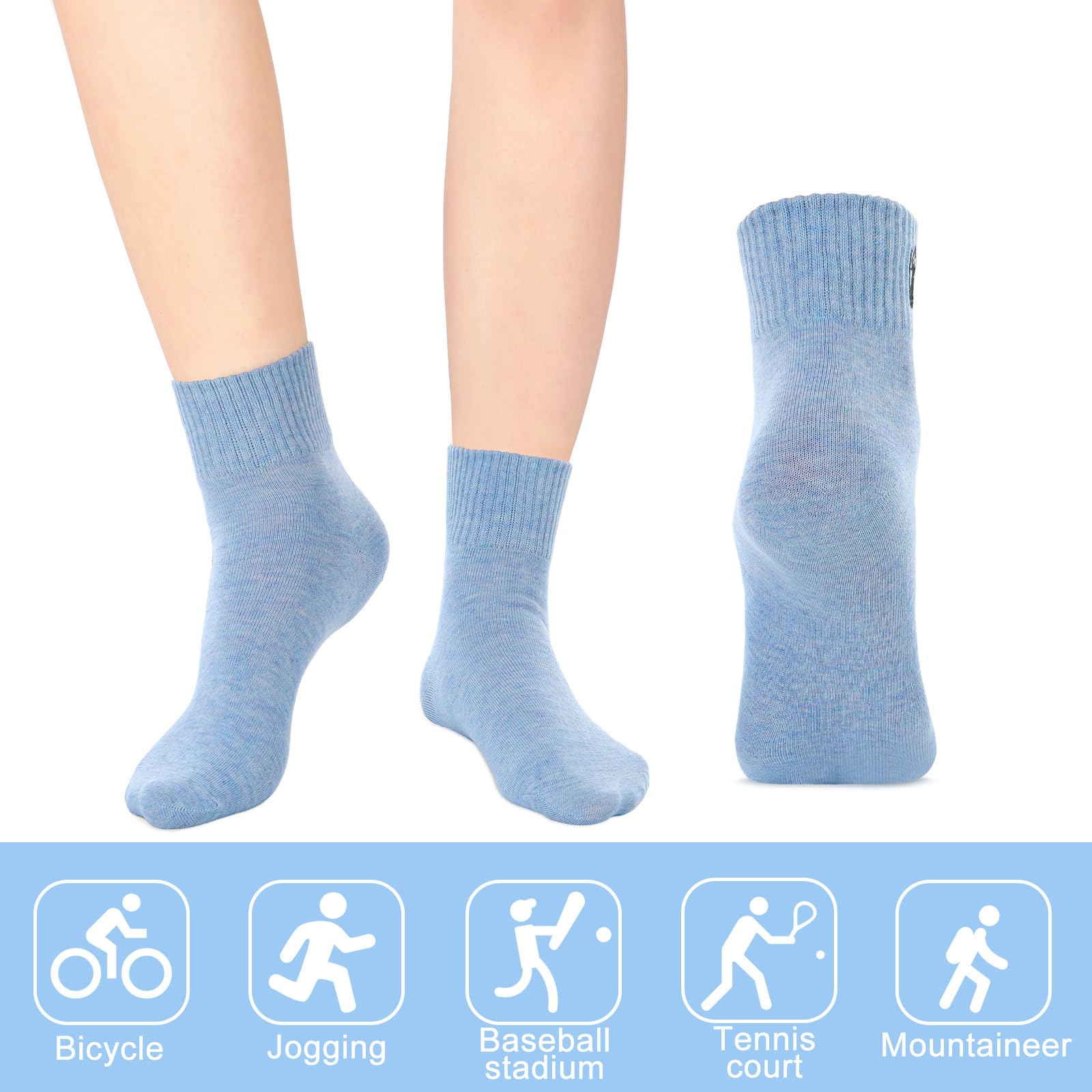 Eurzom 10 Pairs Women's Cotton Crew Socks - Cute & Lightweight for Daily Wear