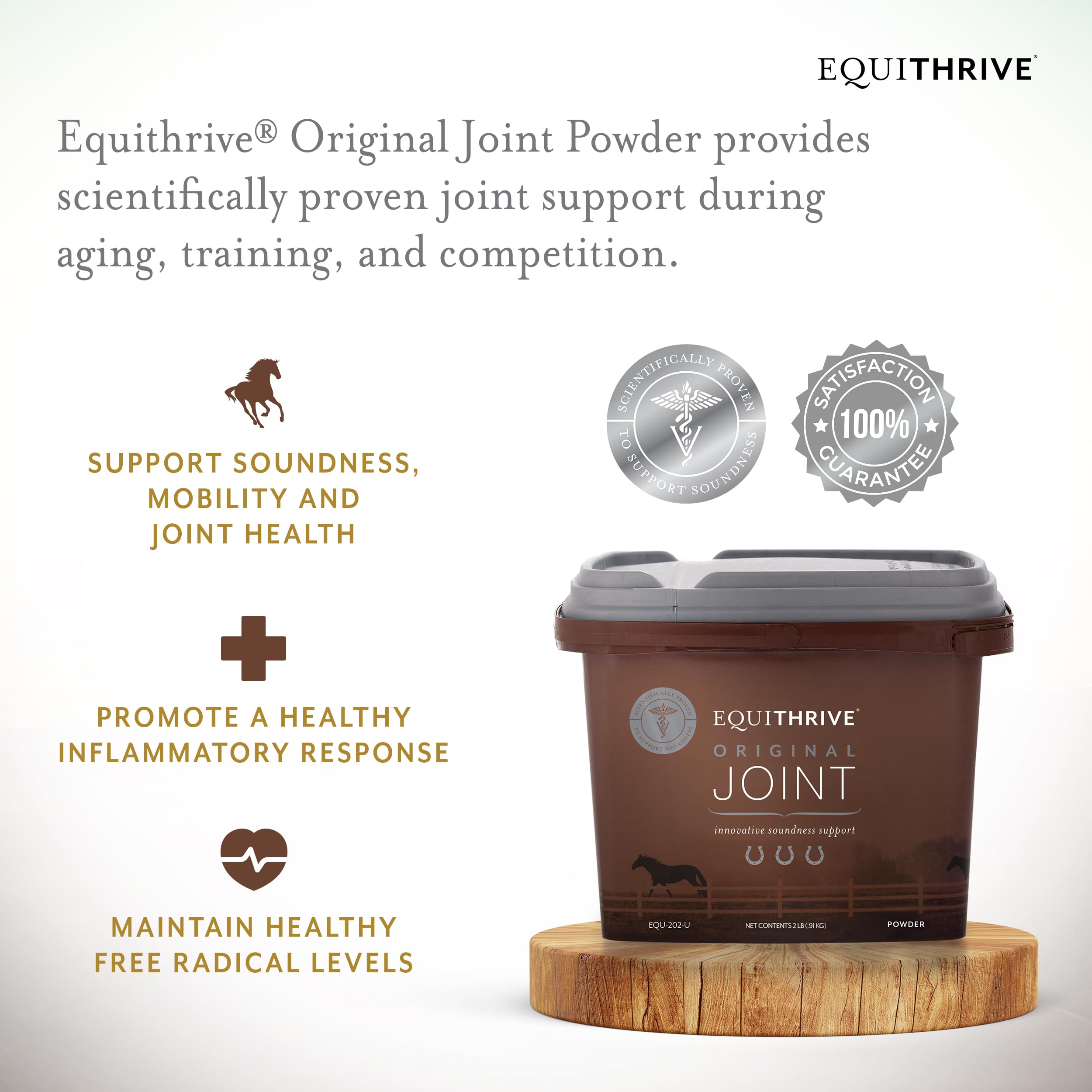 Equithrive Original Joint Supplement Powder for Horses - Resveratrol & Hyaluronic Acid Formula - 2 lb Bag - Supports Mobility & Joint Health - Ideal for Performance Horses & Senior Equine Care