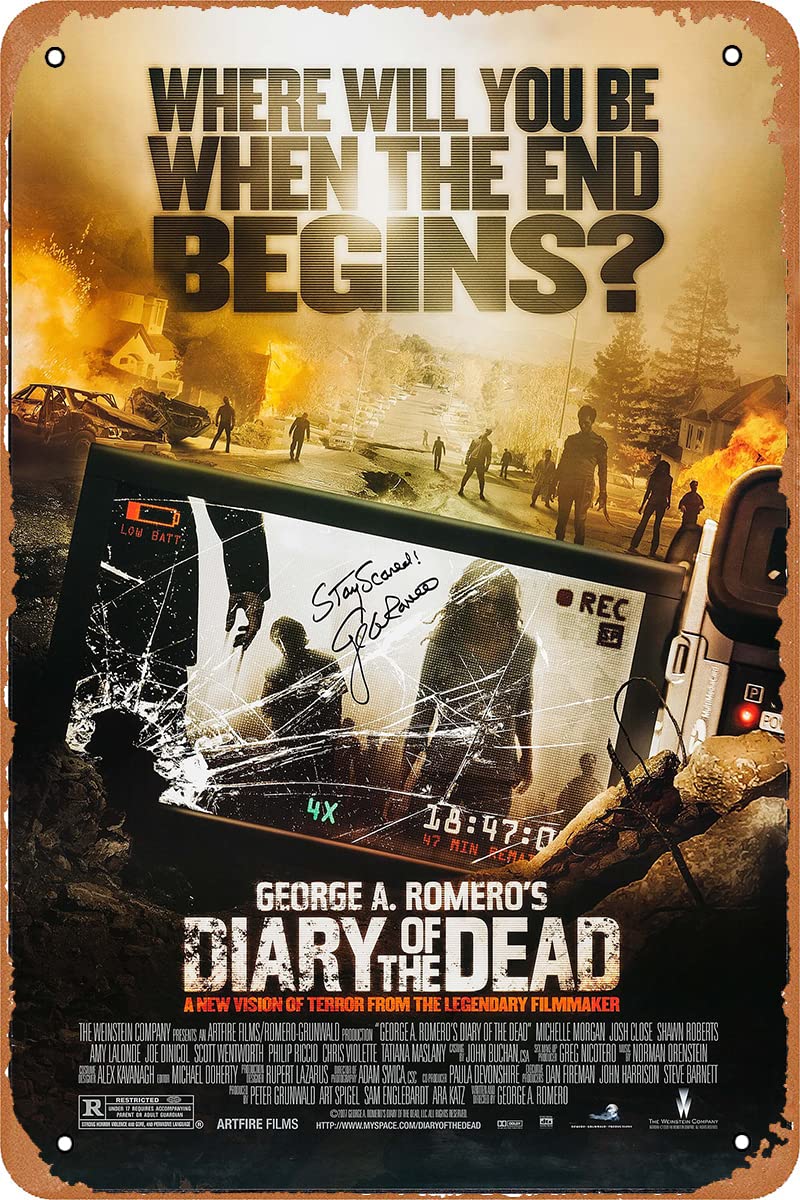 Diary of The Dead Movie Vintage Metal Tin Sign - Retro Wall Art Decor for Home, Coffee Bar & Man Cave - 8x12 Inch Metal Poster - Perfect for Horror Fans & Movie Themed Rooms