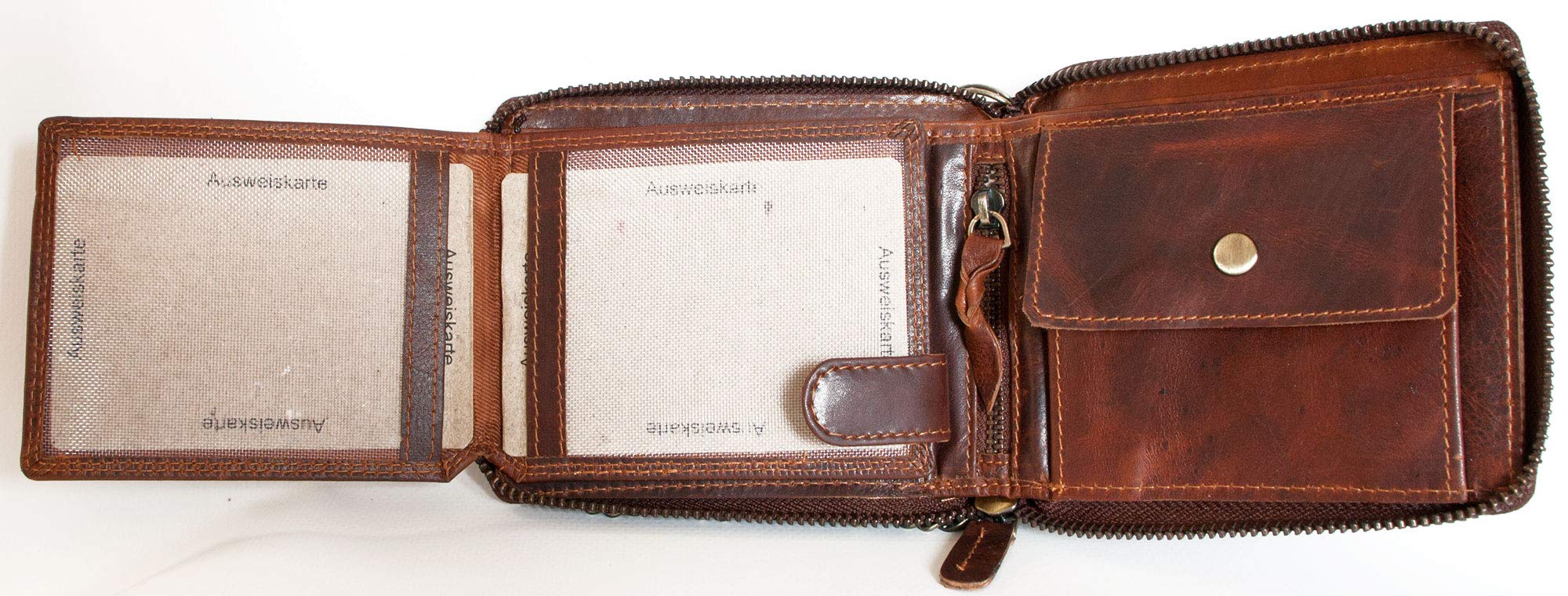 FLW Genuine Leather Zip-Around Wallet with Metal Chain & Shark Charm - Stylish & Durable Womens Wallet for Everyday Use, Travel, and Gift Giving