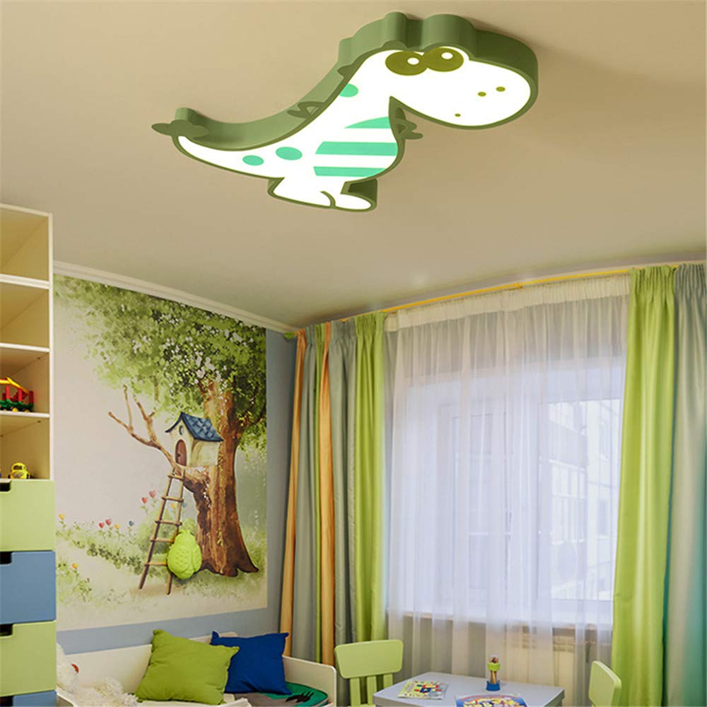 RUNNUP Dinosaur LED Flush Mount Ceiling Light - Stepless Dimming Kids Room Lighting, Modern Nursery Chandelier for Bedroom, Living Room & Playroom - Green Dino Decor (Perfect for Children's Bedroom, Play Area & Themed Party Decor)