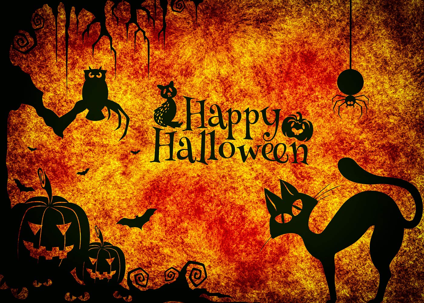 7X5FT Halloween Photo Backdrop - Pumpkin Cat Spider Bat Owl Paper-Cut Design Seamless Vinyl Photography Background for Studio, Party Decor, and Social Media Content Creation