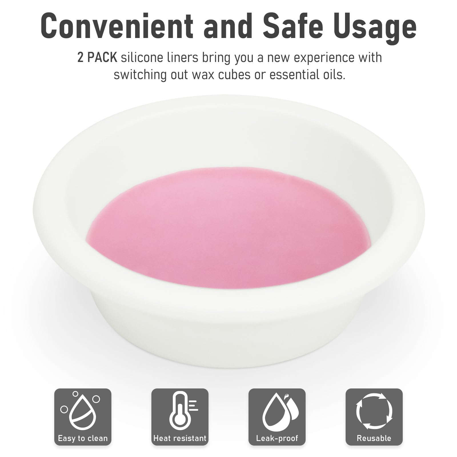 Bobolyn 2-Pack Reusable Silicone Wax Warmer Liners - 2.7 Inch Leakproof Wax Melt Tray Dish for Scented Wax Warmers & Burners, Easy Clean Popper Design - Perfect for Aromatherapy, Home Fragrance, and Candle Wax Melting