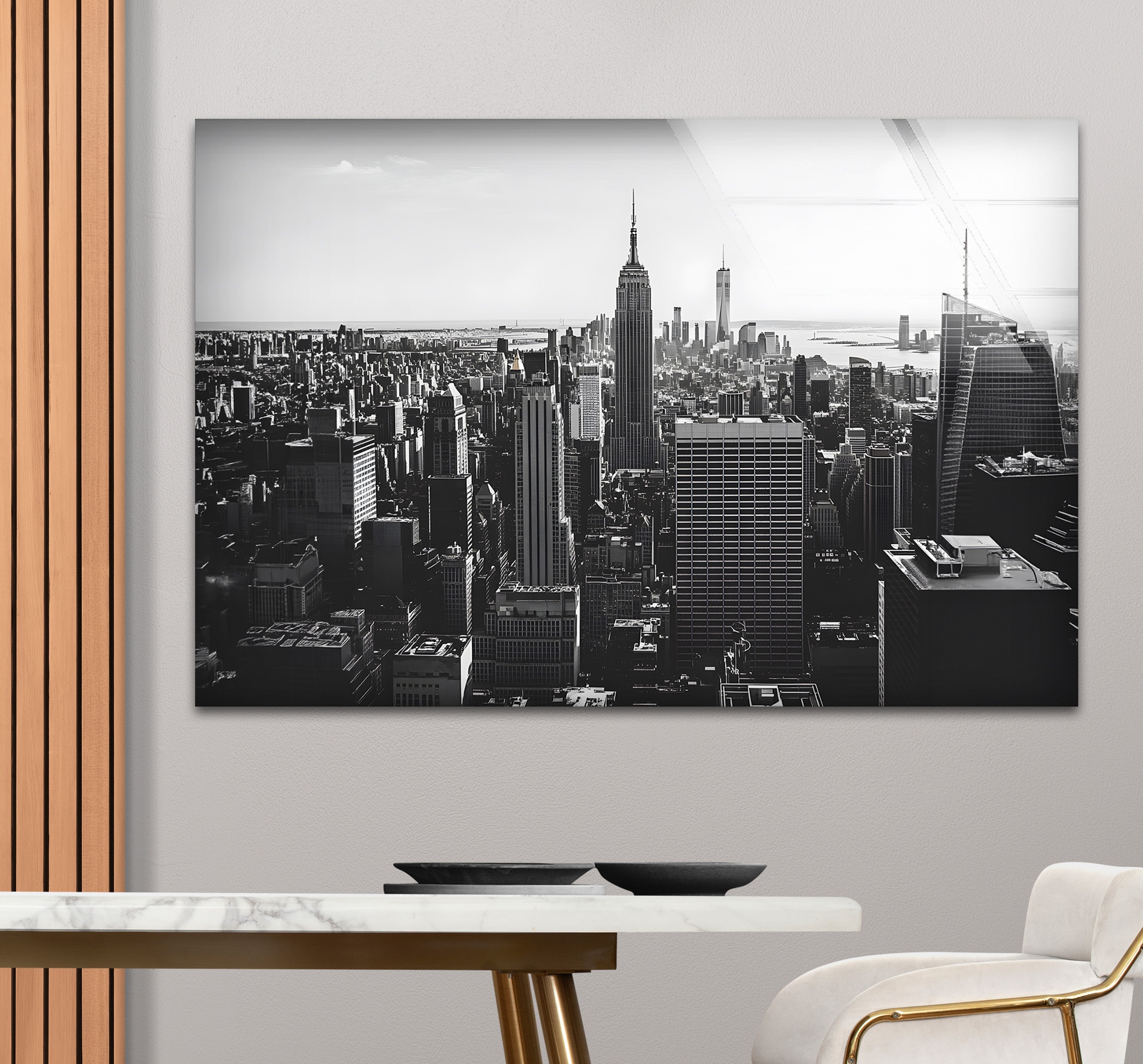 Empire State Building Glass Wall Art - Black & White NYC Skyline Decor for Home & Office | Perfect Gift for New York Lovers