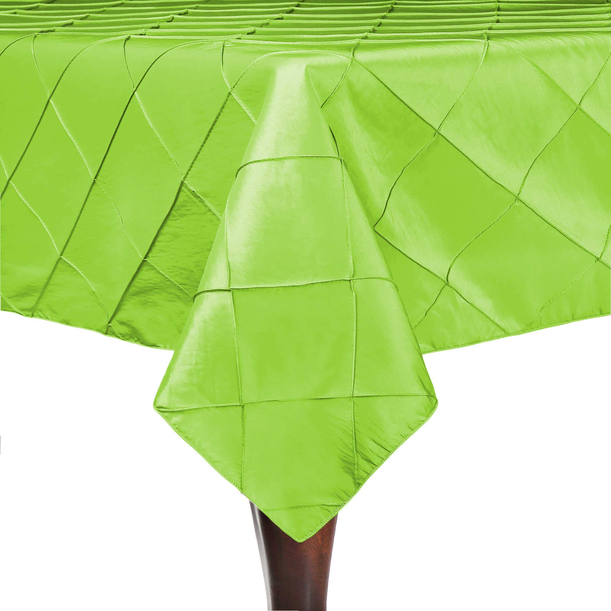 10 Pack Embroidered Pintuck Taffeta Tablecloth 72 x 108 Inch Rectangular - Apple Lime Green for Wedding, Party & Formal Dining Decor