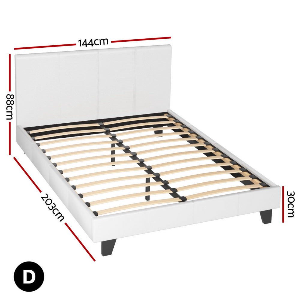 Coogee White Double Bed Frame - Sturdy & Modern Design for Bedroom, Guest Room, or Dorm