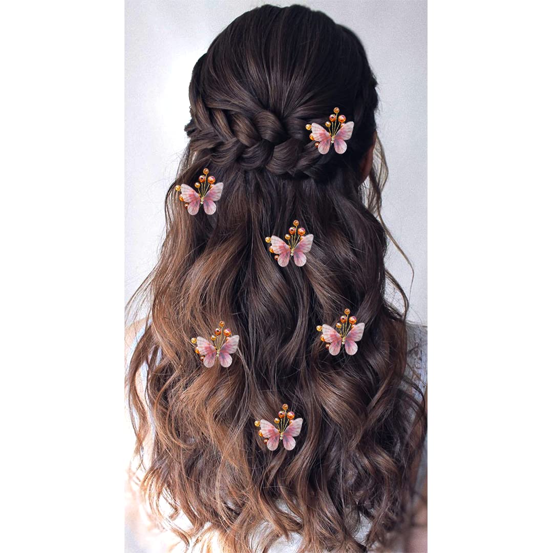 Elegant Pearl Butterfly Hair Pins for Women and Girls - Artificial Hair Clips with Floral Design - Perfect for Weddings, Parties, and Special Occasions