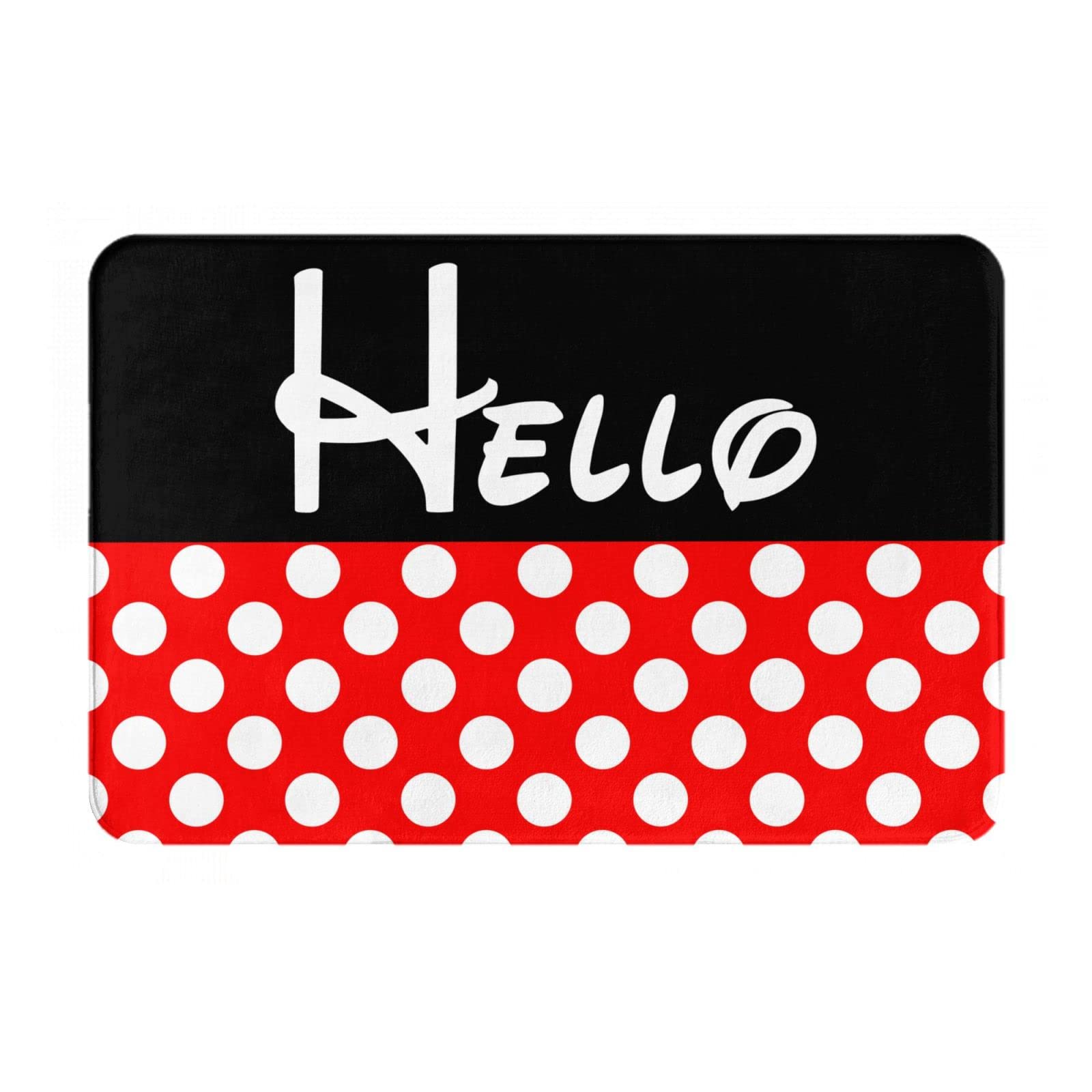 Hello Red Polka Dot Non-Slip Absorbent Doormat - Indoor/Outdoor Welcome Mat for Front Door, Bathroom, Kitchen & Bedroom | Perfect for Home Decor & Wet Areas
