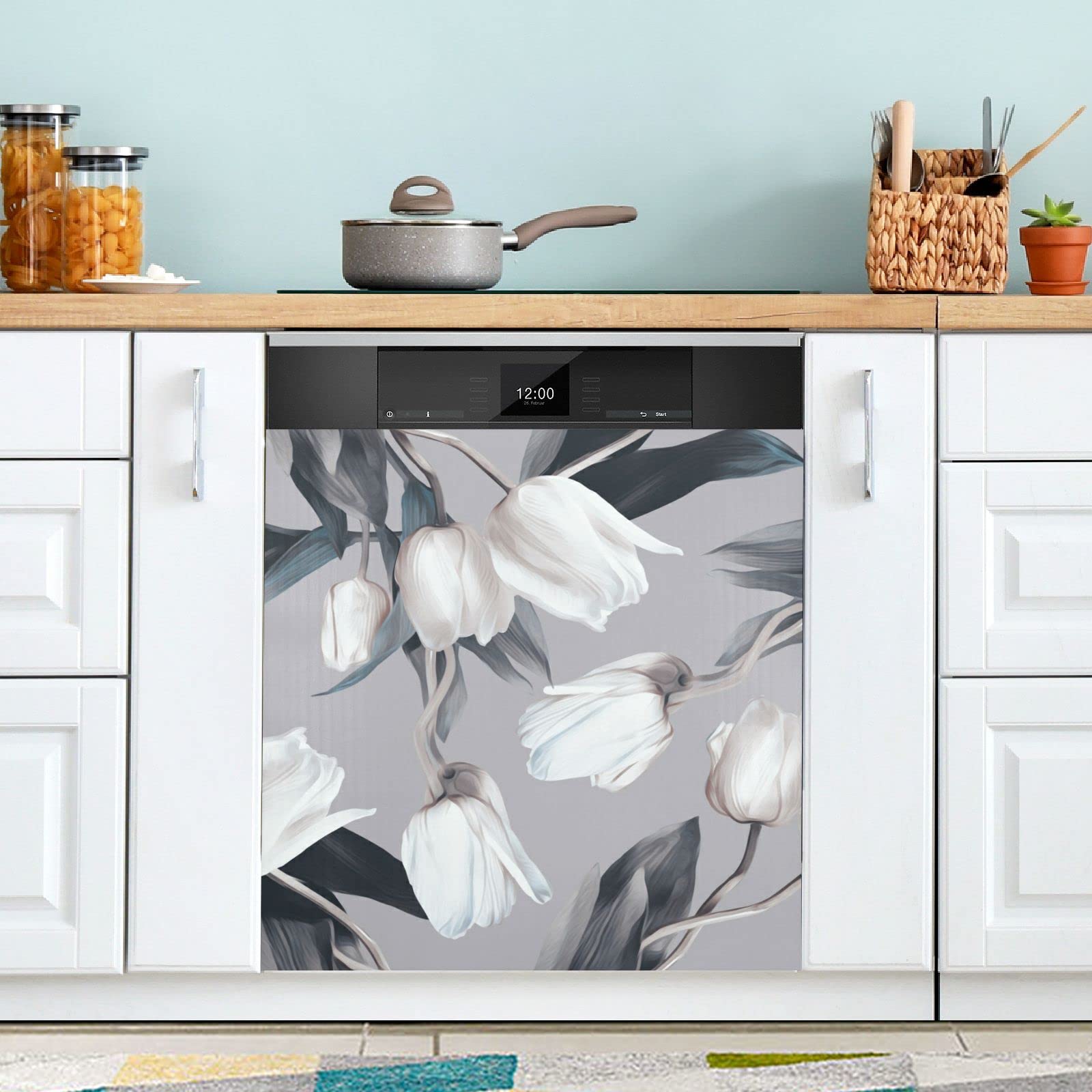 Tulips Spring Dishwasher Magnet Cover - Decorative Magnetic Appliance Cover for Washers & Panels (23