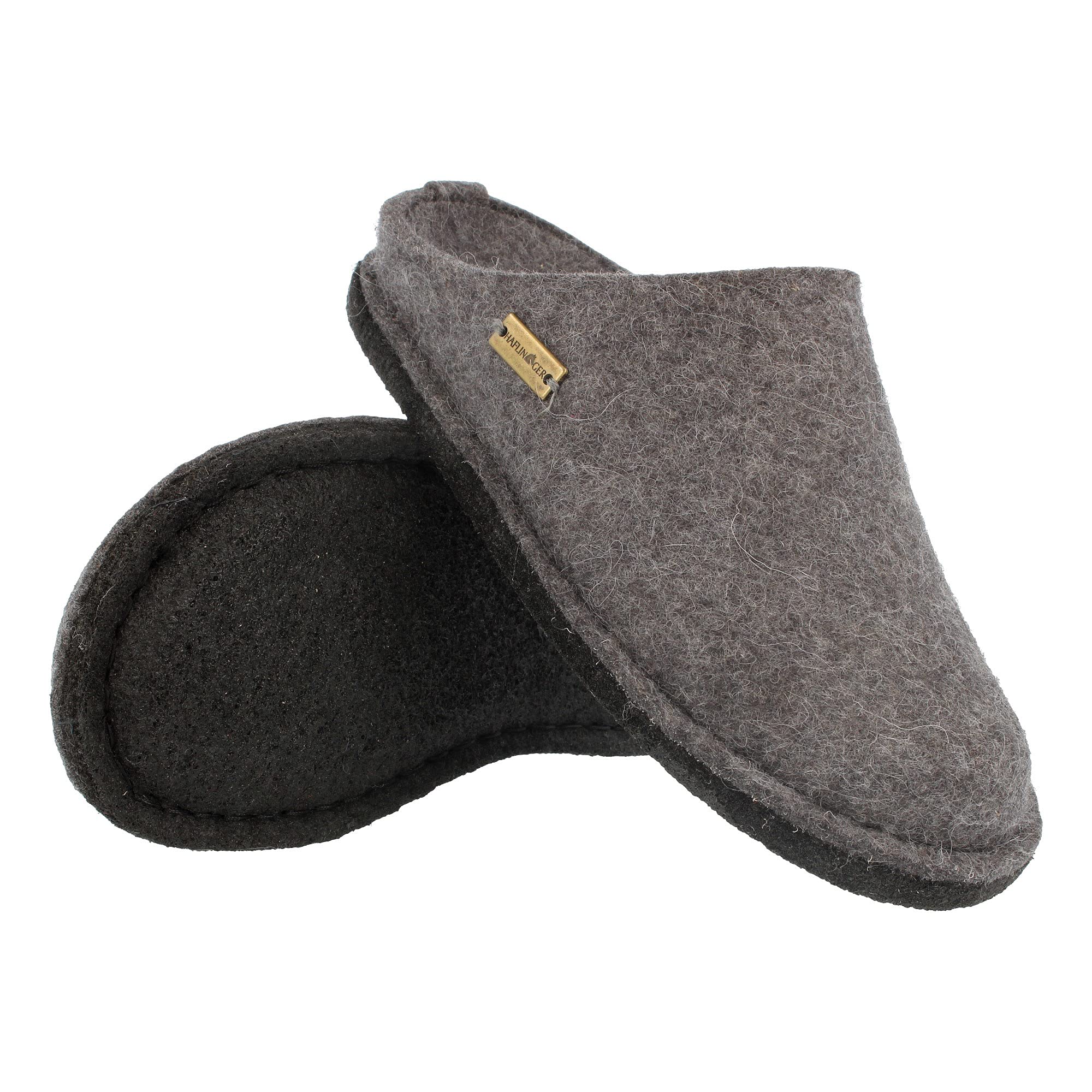 HAFLINGER Men's Open Back Slippers - Comfortable Wool House Shoes for Indoor & Outdoor Use - Perfect for Relaxing at Home, Lounging, and Quick Errands