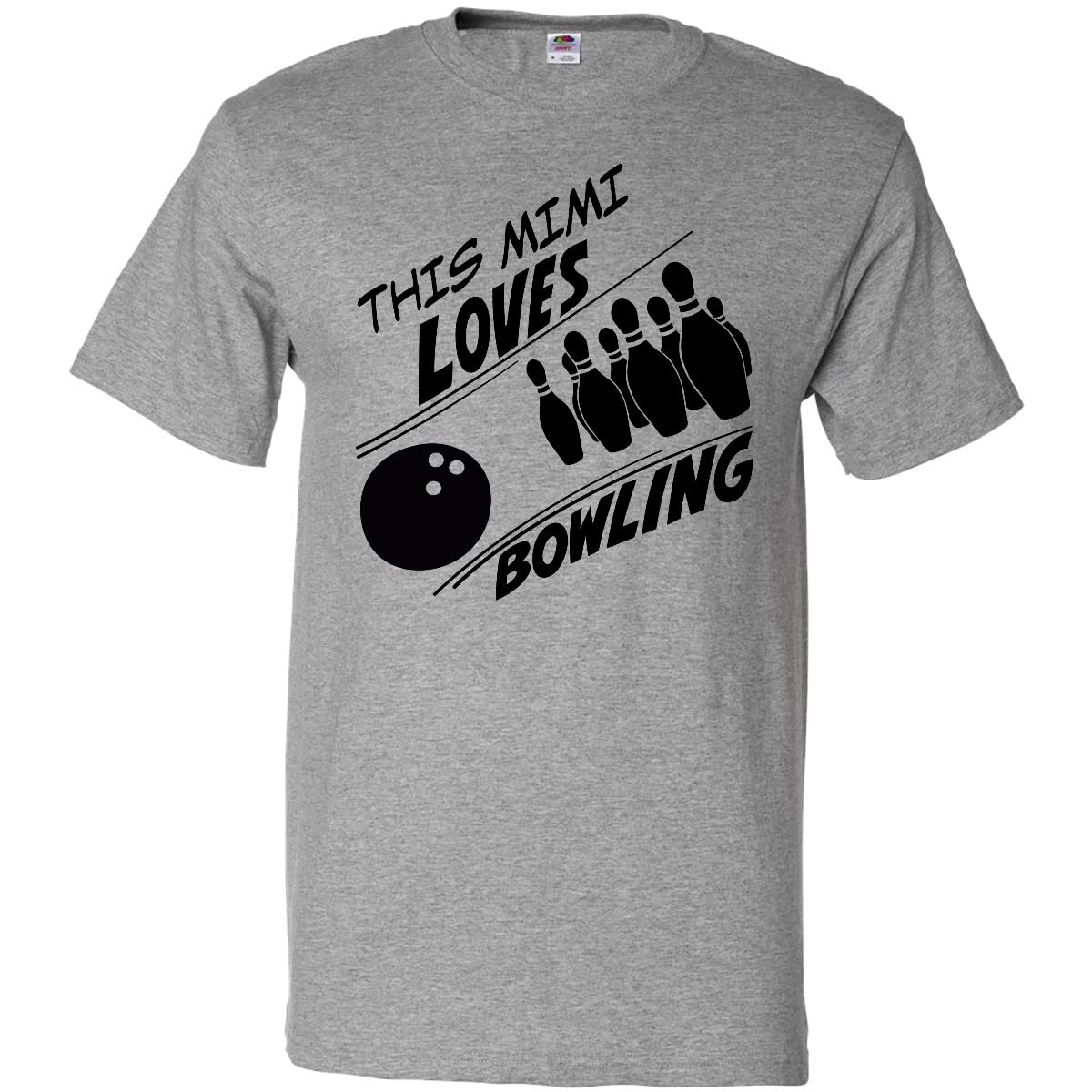 Inktastic Women's This Mimi Loves Bowling Graphic Tee - Funny Bowling Pins & Ball Printed T-Shirt for Casual Wear, Parties & Bowling Enthusiasts
