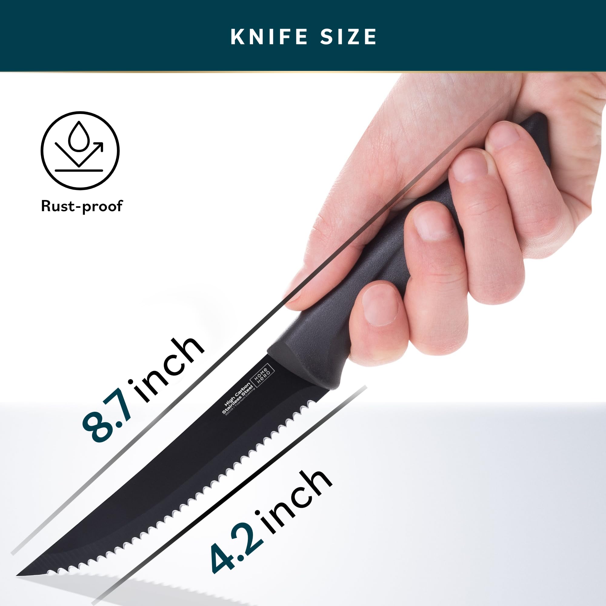 Premium Steak Knives Set - 4-Piece High-Carbon Stainless Steel Serrated Knives with Ergonomic Handles - Ultra Sharp Kitchen Knives for Steak, Meat & BBQ - Perfect for Dinner Parties & Outdoor Grilling