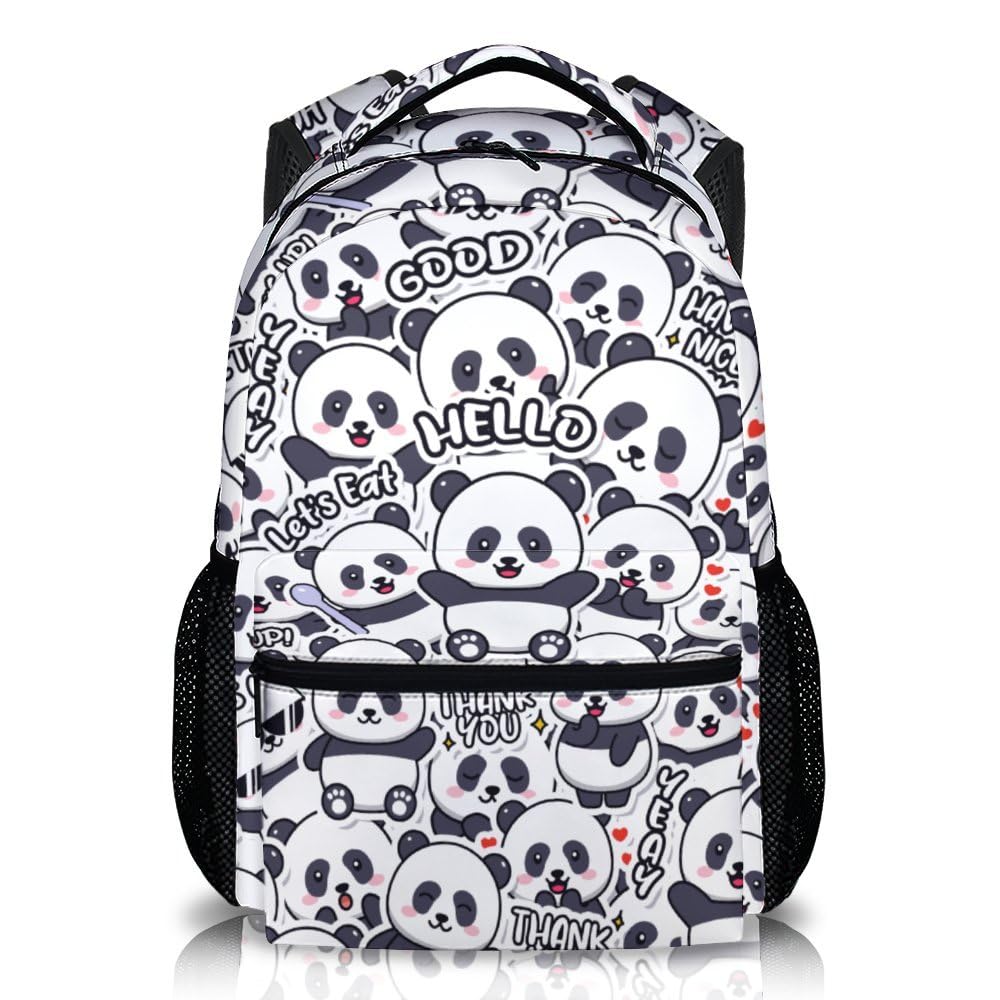 Cute Panda Backpack for Girls - Lightweight 17 Inch School Bookbag for Kids & Teens - Perfect for School, Travel, and Everyday Use