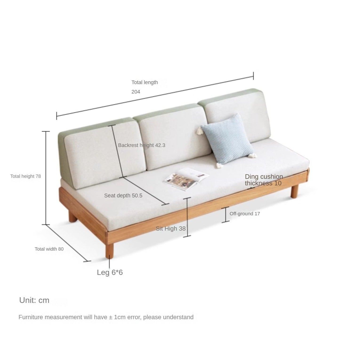 **Solid Oak Wood Tatami Fabric Sofa Bed - Convertible Folding Futon for Small Spaces, Guest Room & Apartment Living**
