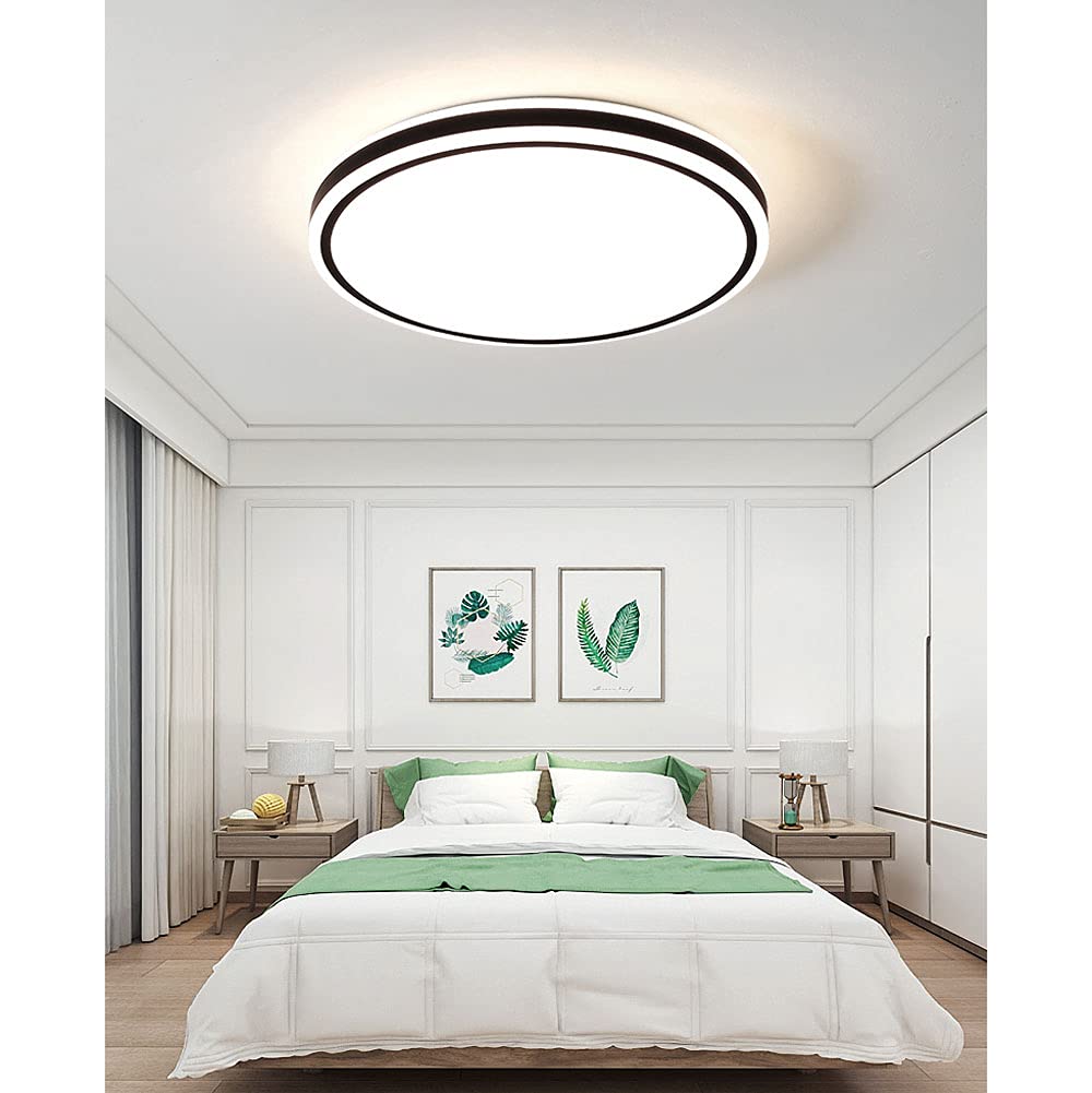 Ultra-Thin Round LED Ceiling Light - Tri-Tone Dimmable Energy Saving Flush Mount Light for Dining Room, Bedroom, Hallway & Balcony | Modern Embedded Installation Close to Ceiling Lighting Fixture