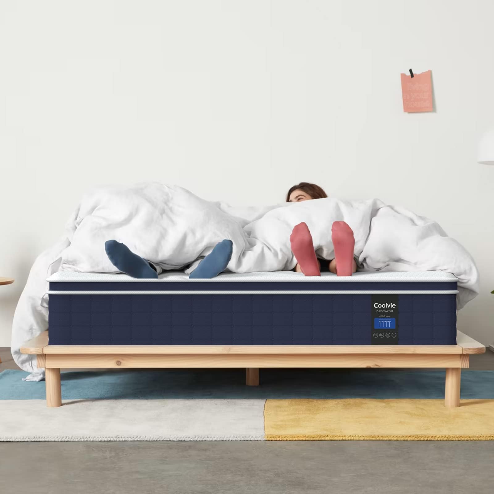 Coolvie 12 Inch Queen Size Hybrid Mattress - Firm Support with Strong Coils for Lumbar & Hip Relief, Cooling Knit Fabric Cover, CertiPUR-US Certified (80x60x12) - Perfect for Back Sleepers & Hot Sleepers, Bedroom Upgrade in a Box